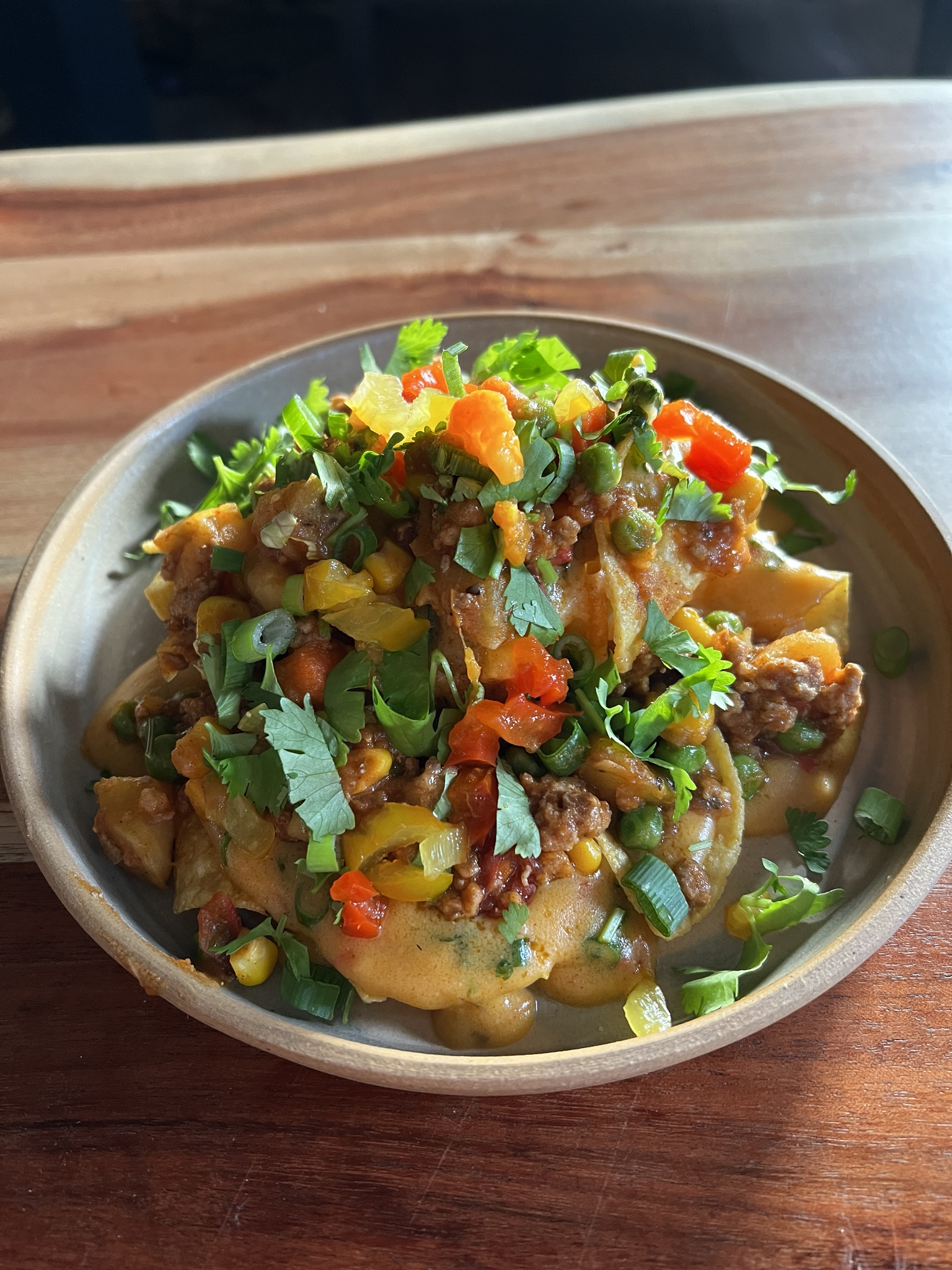 Delicious Picadillo Nachos Topped with Queso