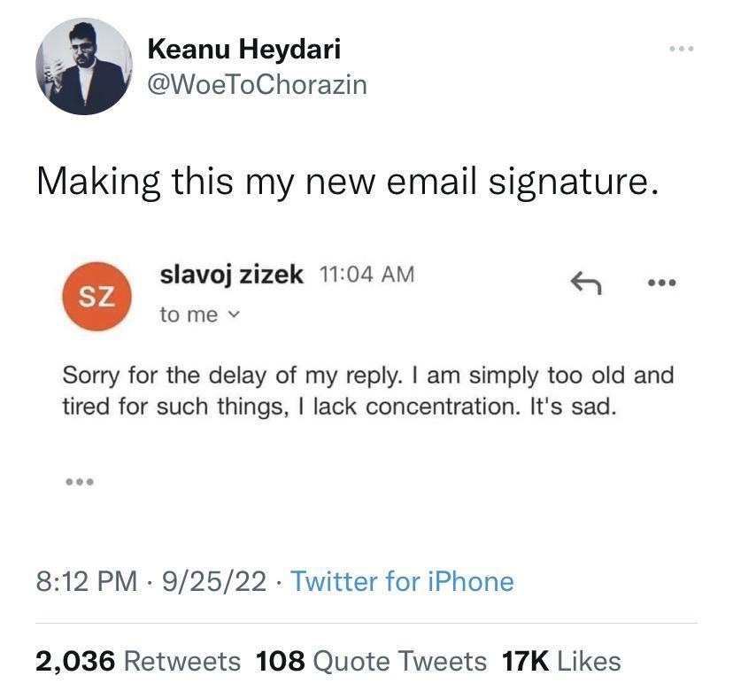 An Email from Slavoj Zizek: What Could It Contain?