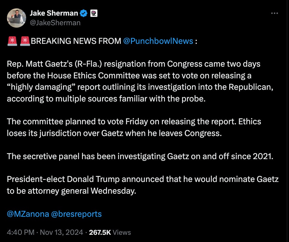 Aha! The Real Reason Gaetz Decided to Step Down