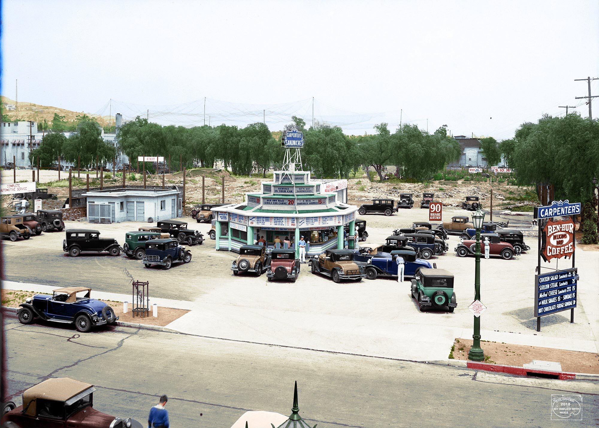 Carpenter's Drive-In on Sunset Blvd, Los Angeles in the 1930s