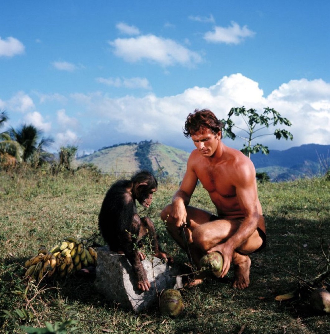 Ron Ely Poses with a Cheetah - A Classic Moment from Tarzan (1966-1968)