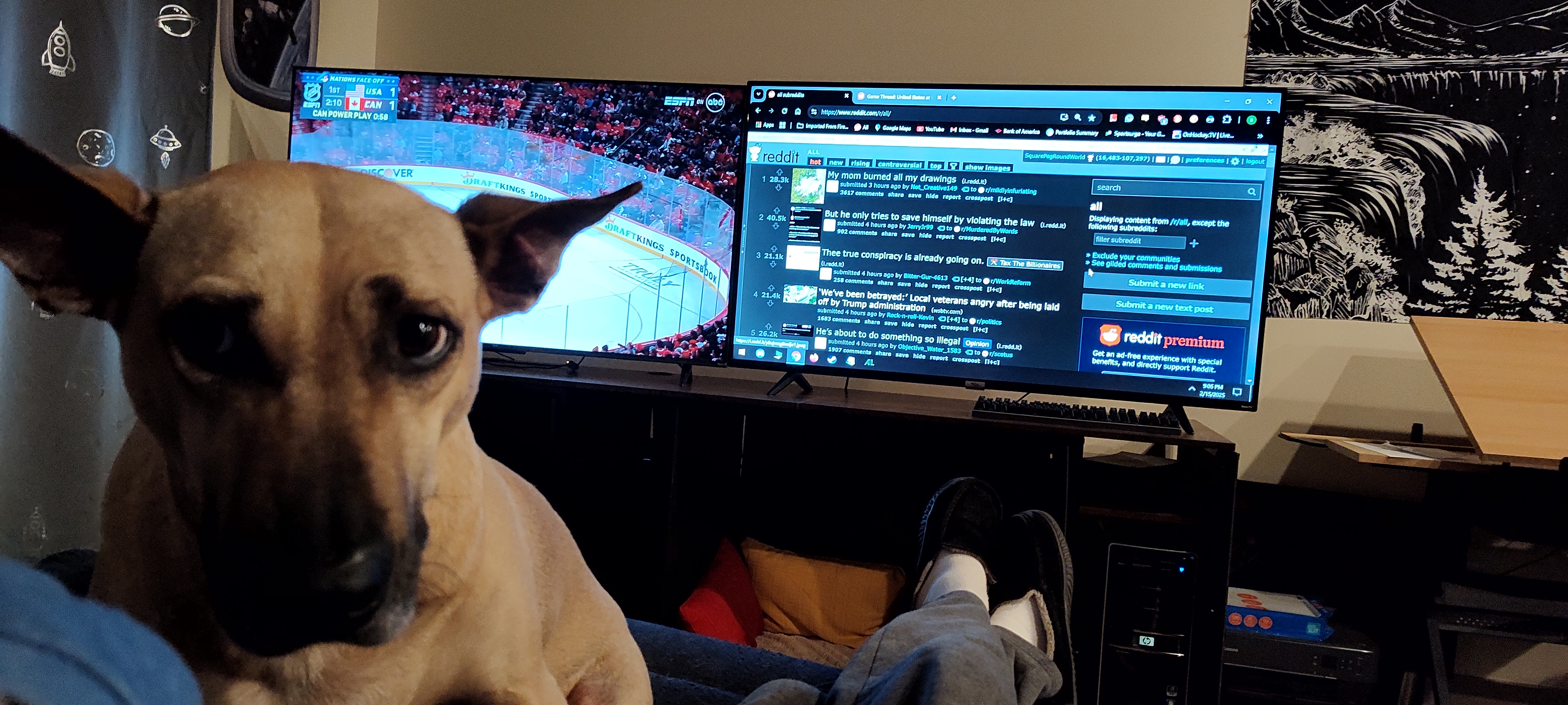 Maggie is making it tough to enjoy the USAvsCAN hockey match!