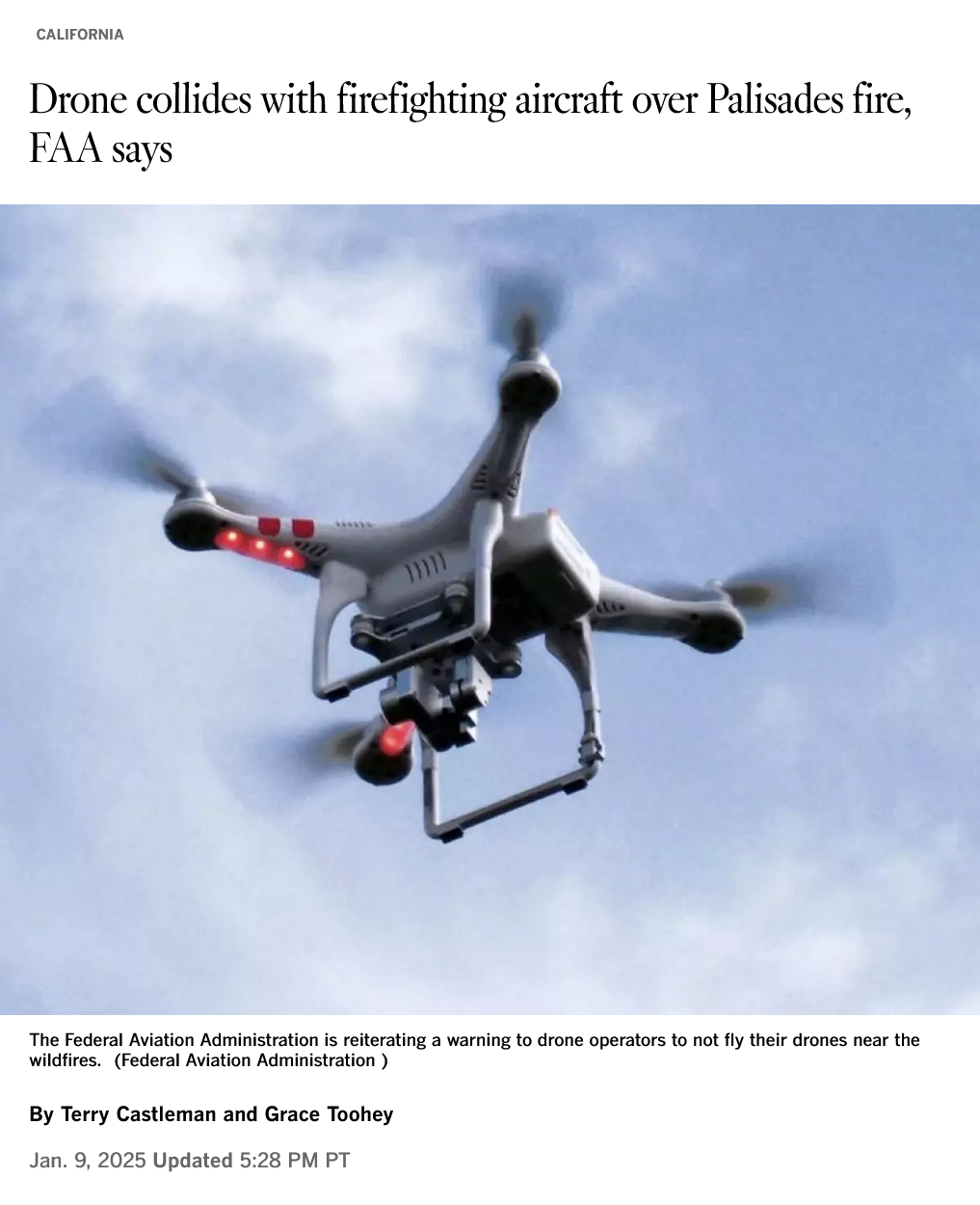 A Close Call: Drone vs. Firefighting Aircraft Collision
