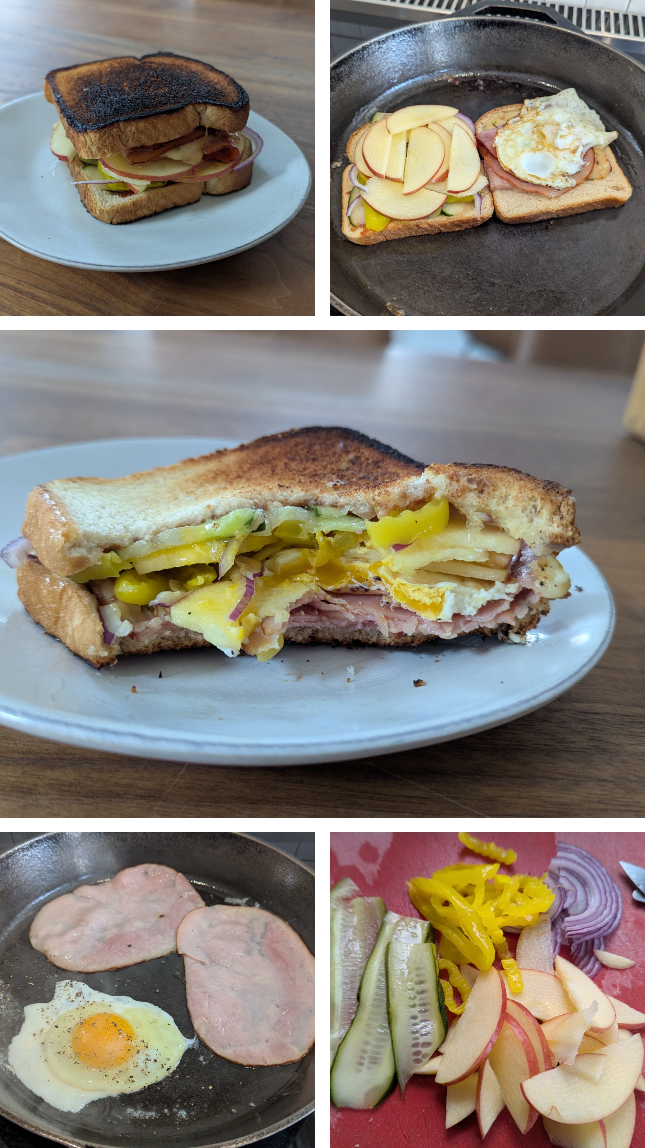 The Ultimate Sandwich: Ham, Egg, Cheese, Pickles, Apple, and Onion