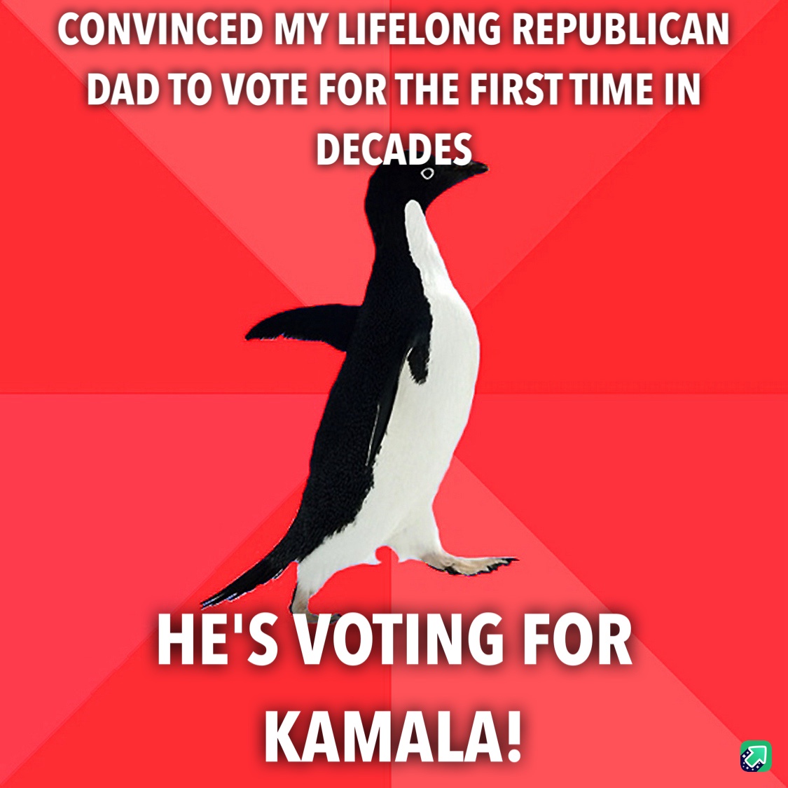 After spending a year together, he finally listened and confirmed he's voting for Kamala. I'm over the moon!