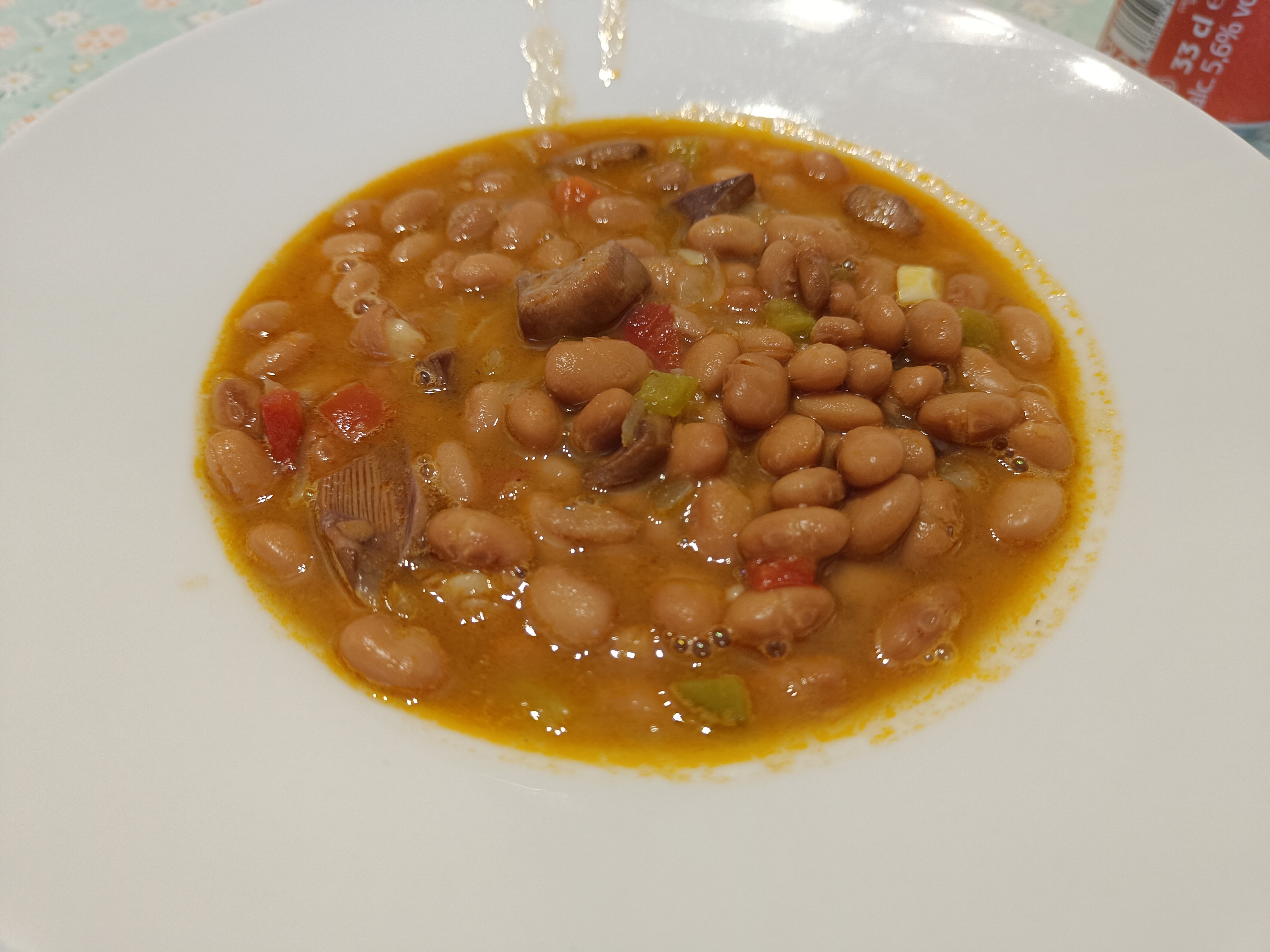 Delicious Pintas Beans with Squid in a Rich American Sauce