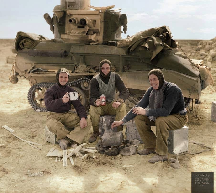 A Slice of History: British Tank Crew Cooking Christmas Dinner in Libya, 1940