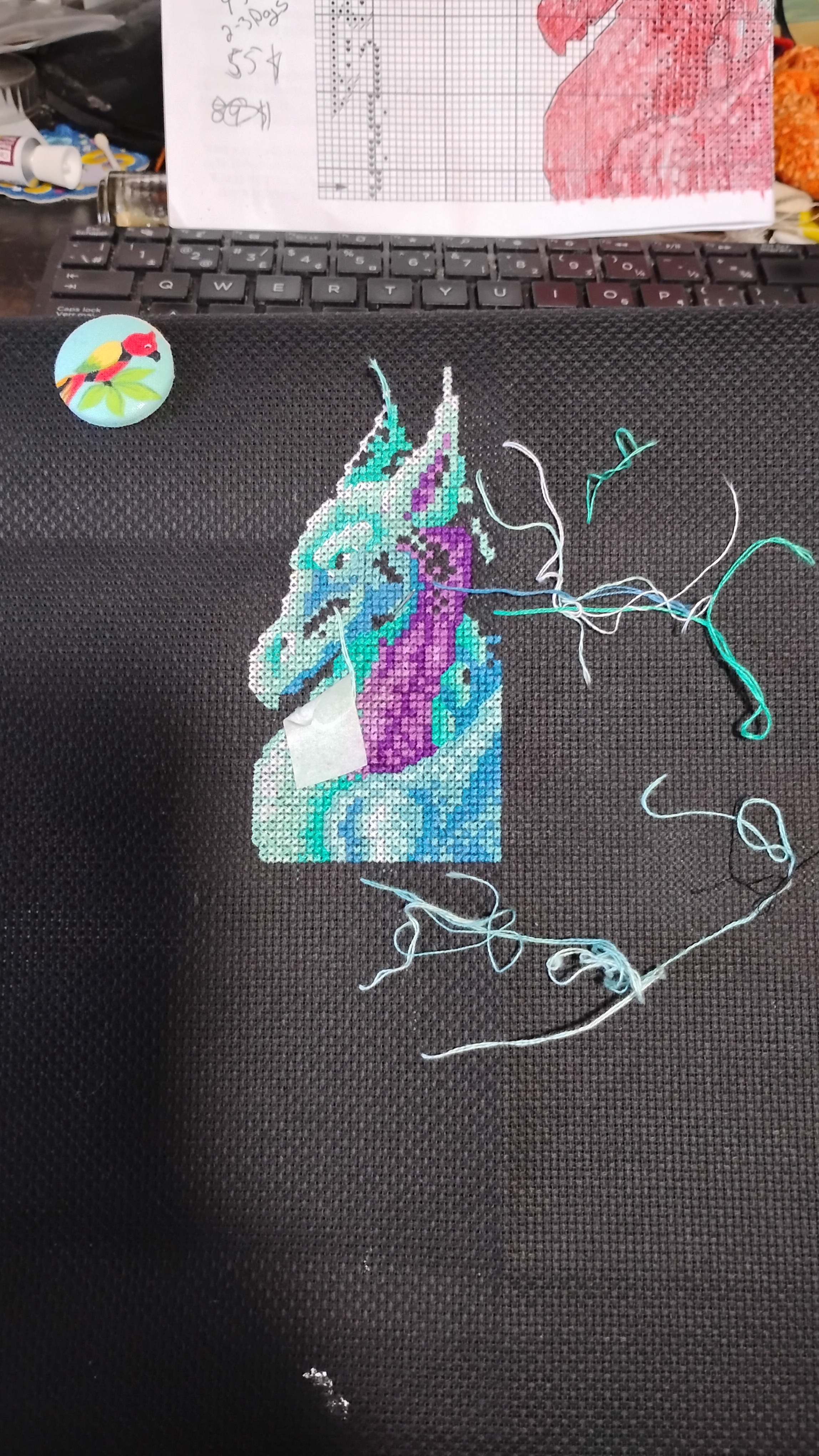 Day 4 of the Dragon Cross Stitch Project: Progress Update