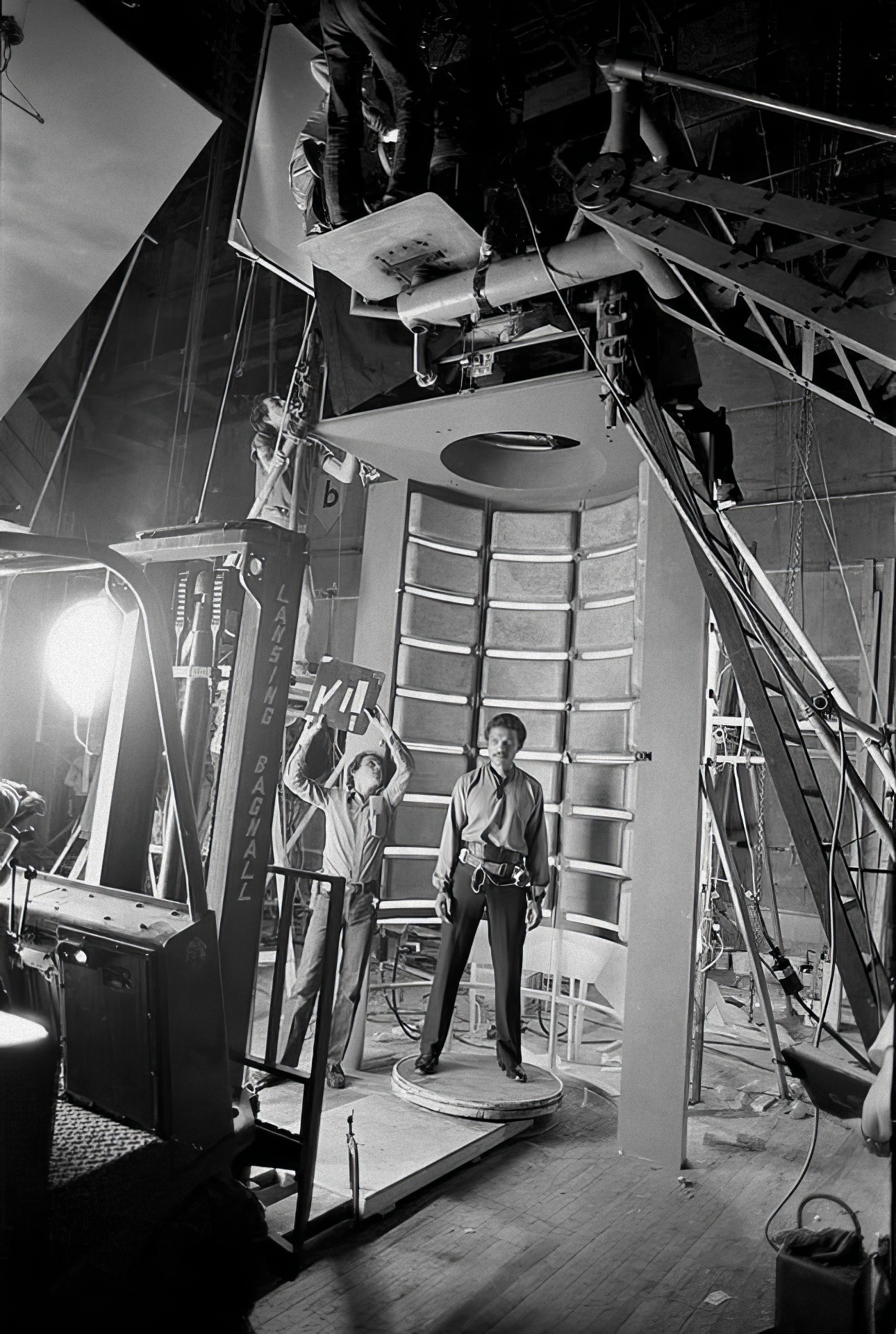 Billy Dee Williams embodies Lando Calrissian on the iconic set of The Empire Strikes Back at Elstree Studios in 1979