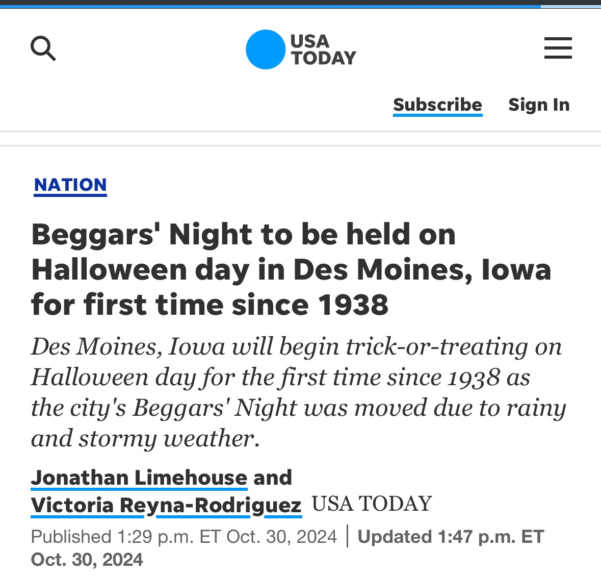 Iowa Kids Celebrate Halloween with Trick-or-Treating for the First Time Since 1938
