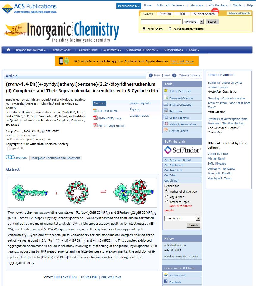 Keeping it classy with ACS Inorganic Chemistry! (My 16th-ish favorite)