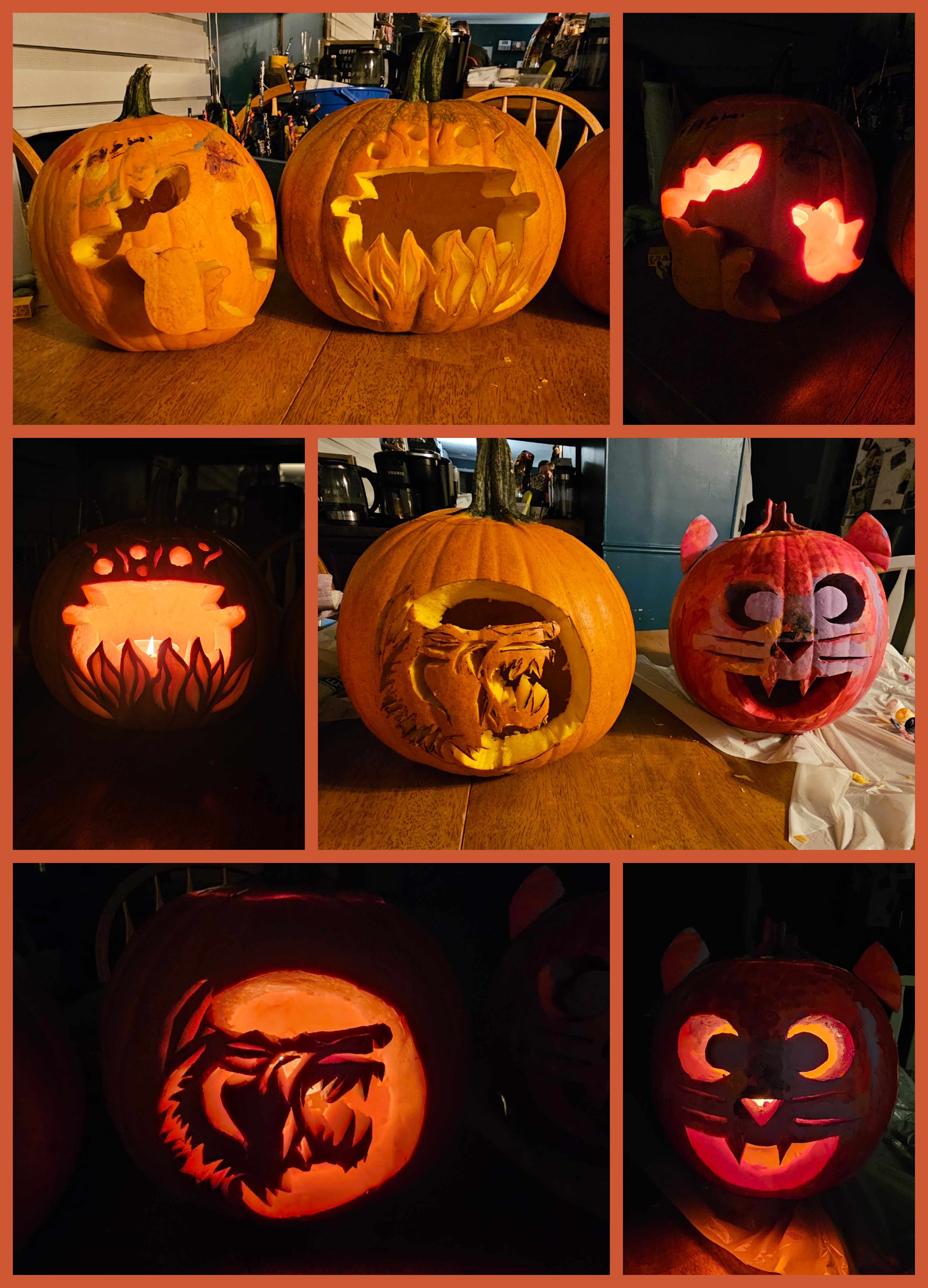 We tried carving pumpkins, but with no candles, we ended up using glowsticks instead!