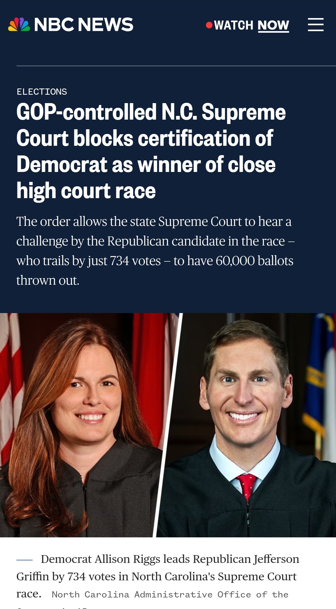 Controversy in North Carolina: GOP Supreme Court Blocks Democrat Certification