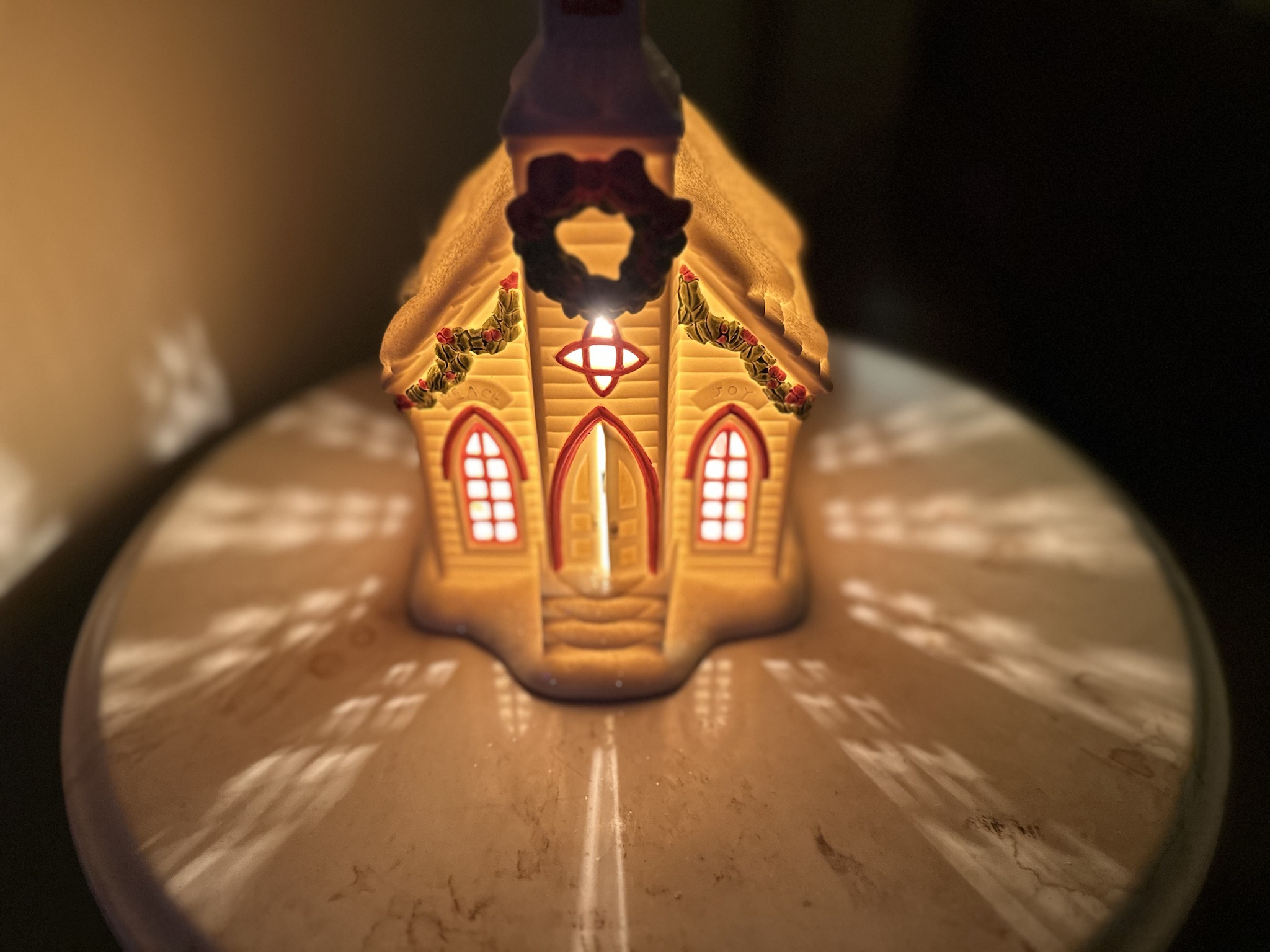 A Charming Christmas Village Church Scene
