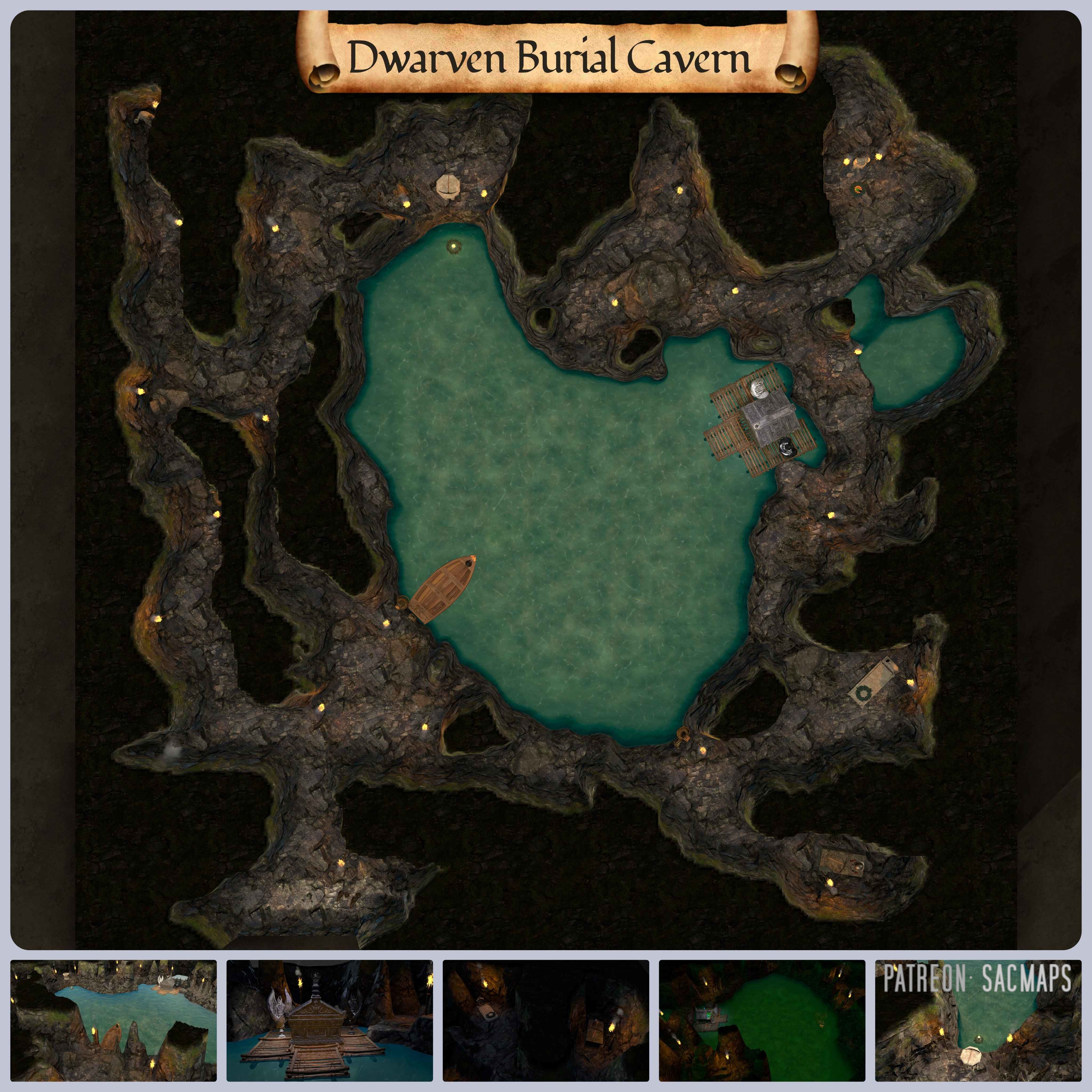 Explore the Depths: Free DnD/TTRPG Maps for Dwarven Burial Caverns