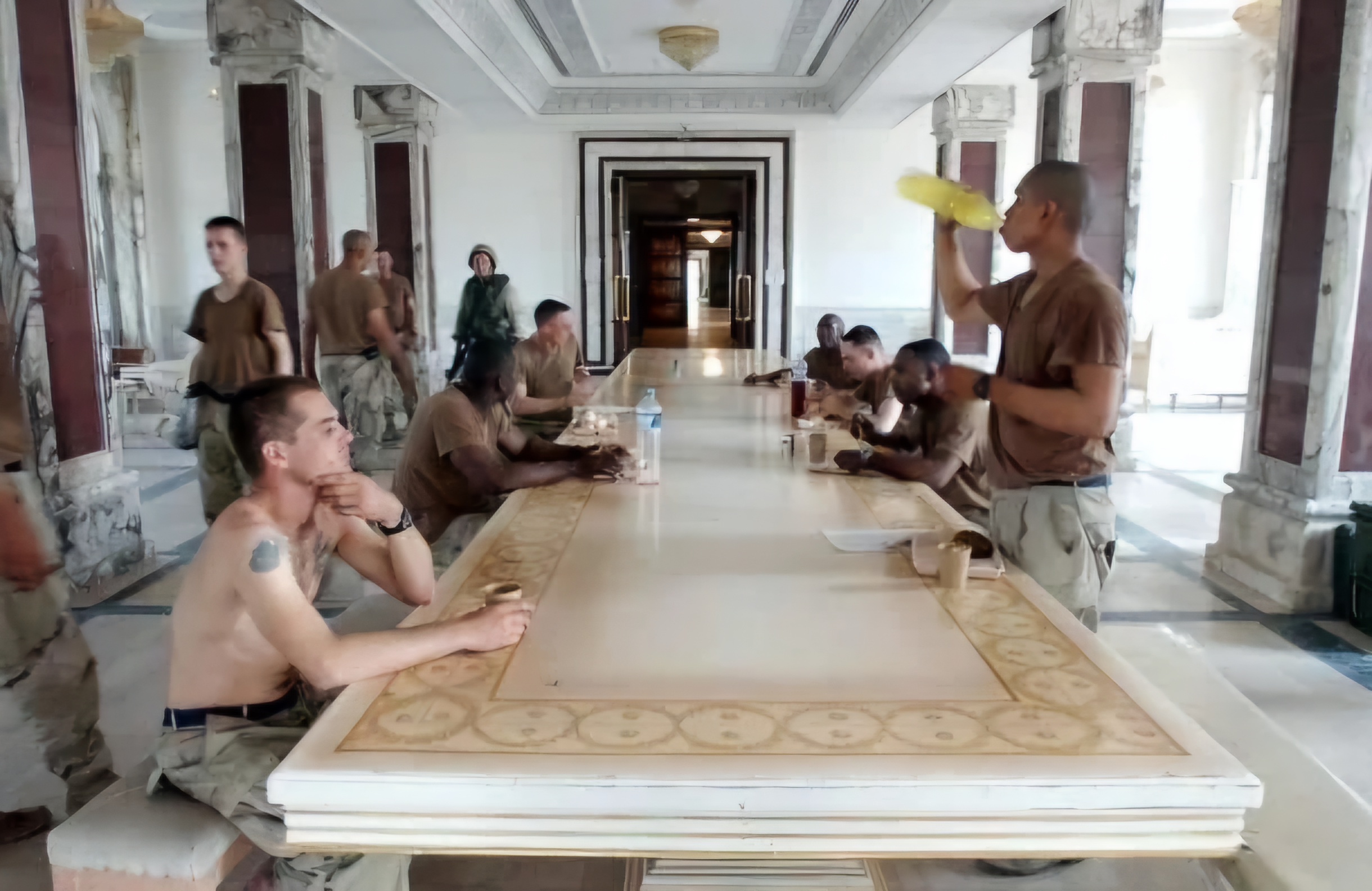US Soldiers Unwind at Saddam's Palace: A Glimpse into 2003