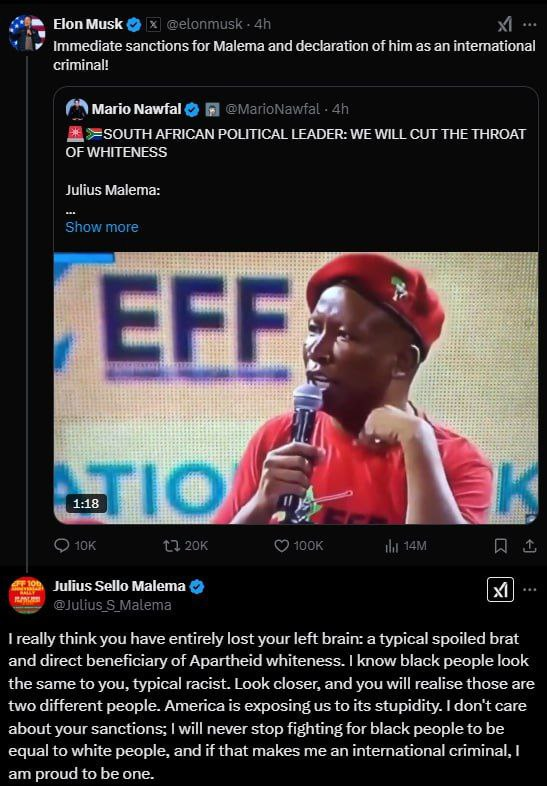 MP Malema's Bold Response to Elon Musk's Criminal Accusation