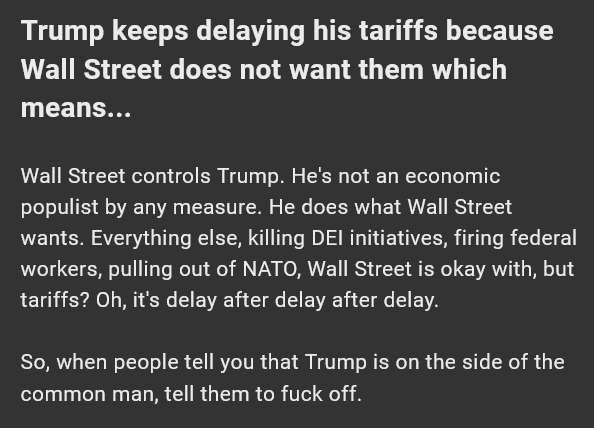 Wall Street's Awareness of Tariffs and Their Economic Impact