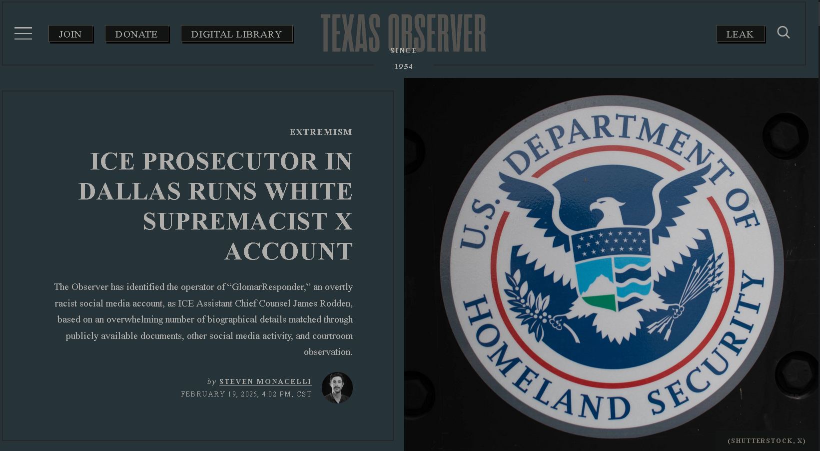 Dallas ICE Prosecutor Caught Running a White Supremacist Account