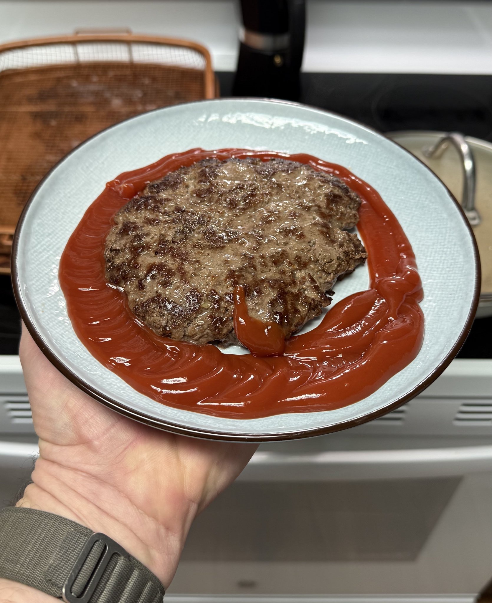 A Simple Lunch: Just Hamburger Meat and Ketchup