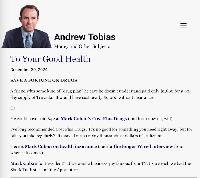 Andrew Tobias Reveals How to Save Big on Legal Medications
