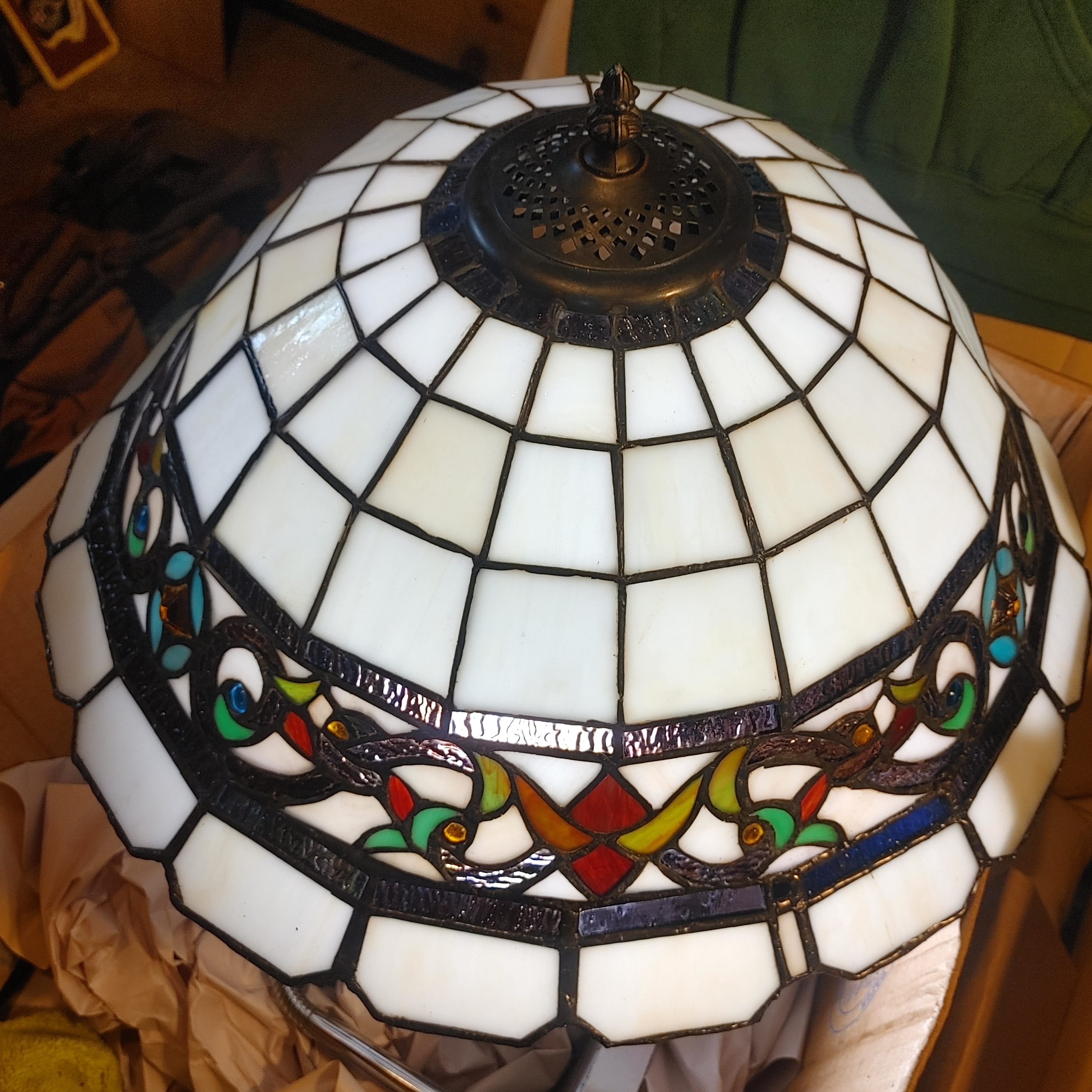 My First Attempt at Repairing a Stained Glass Lampshade