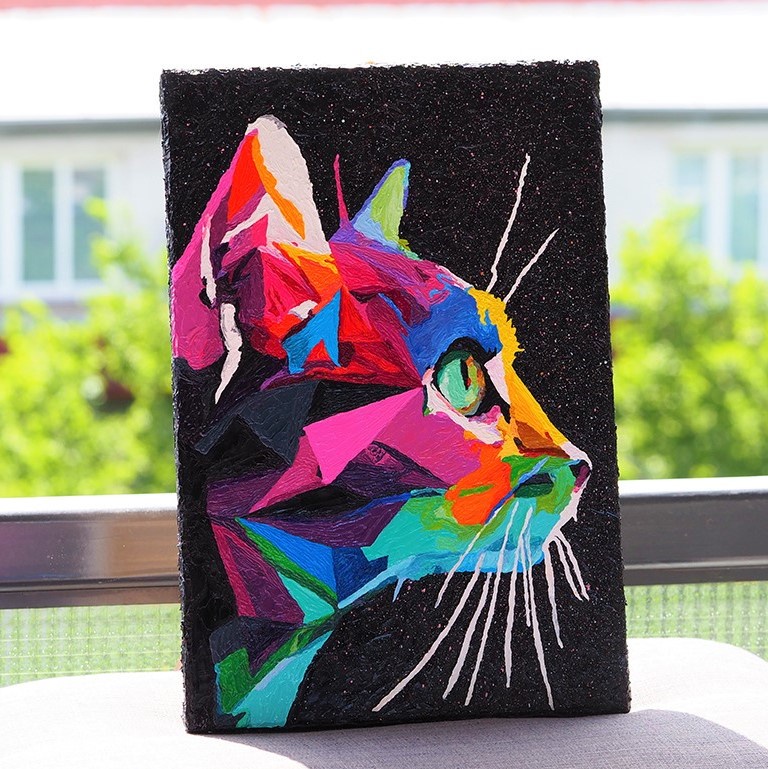 Check out this colorful kitty I painted! Hope it brings a smile to your face!