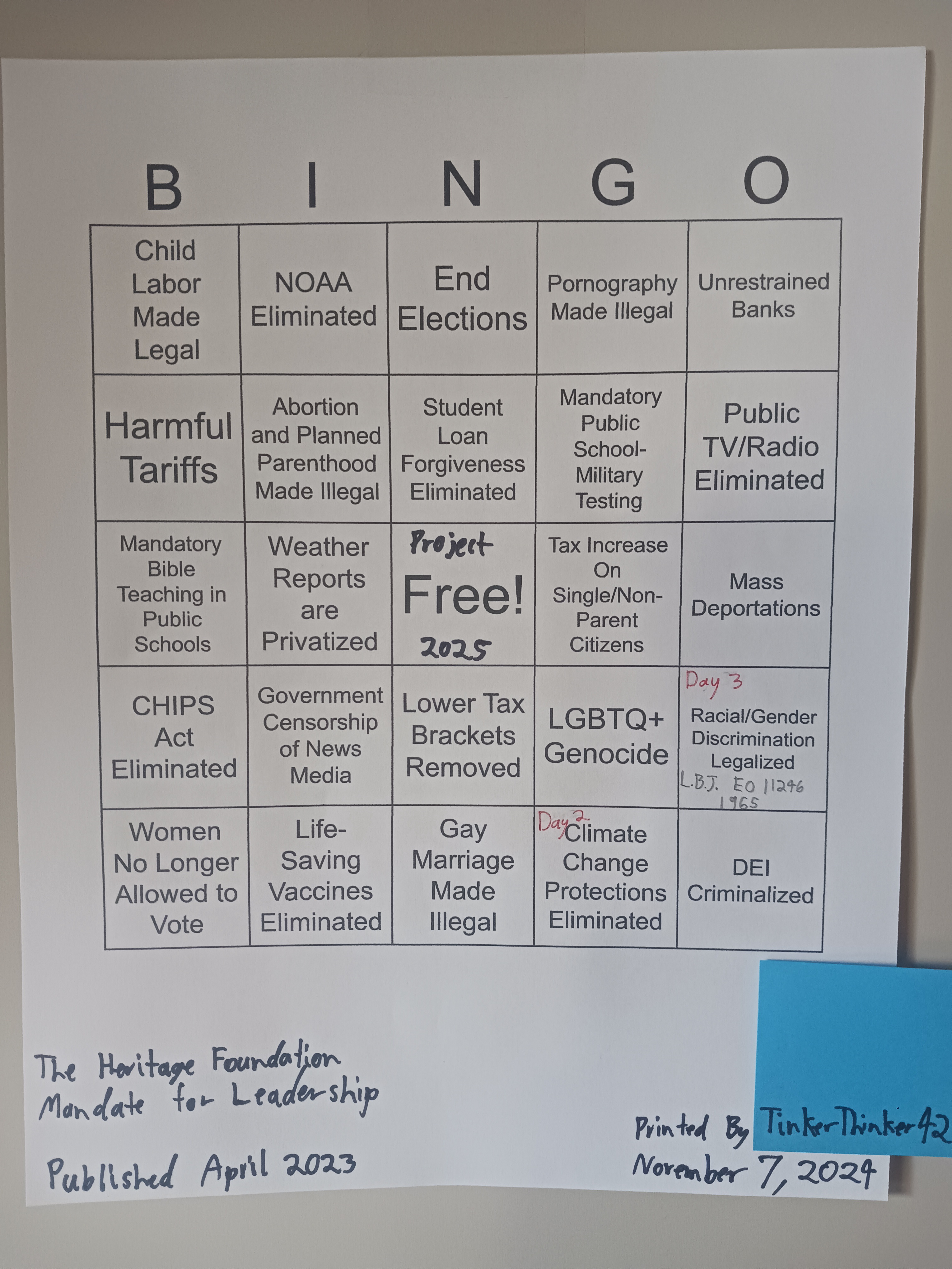 Get Ready for Project 2025 BINGO Fun!