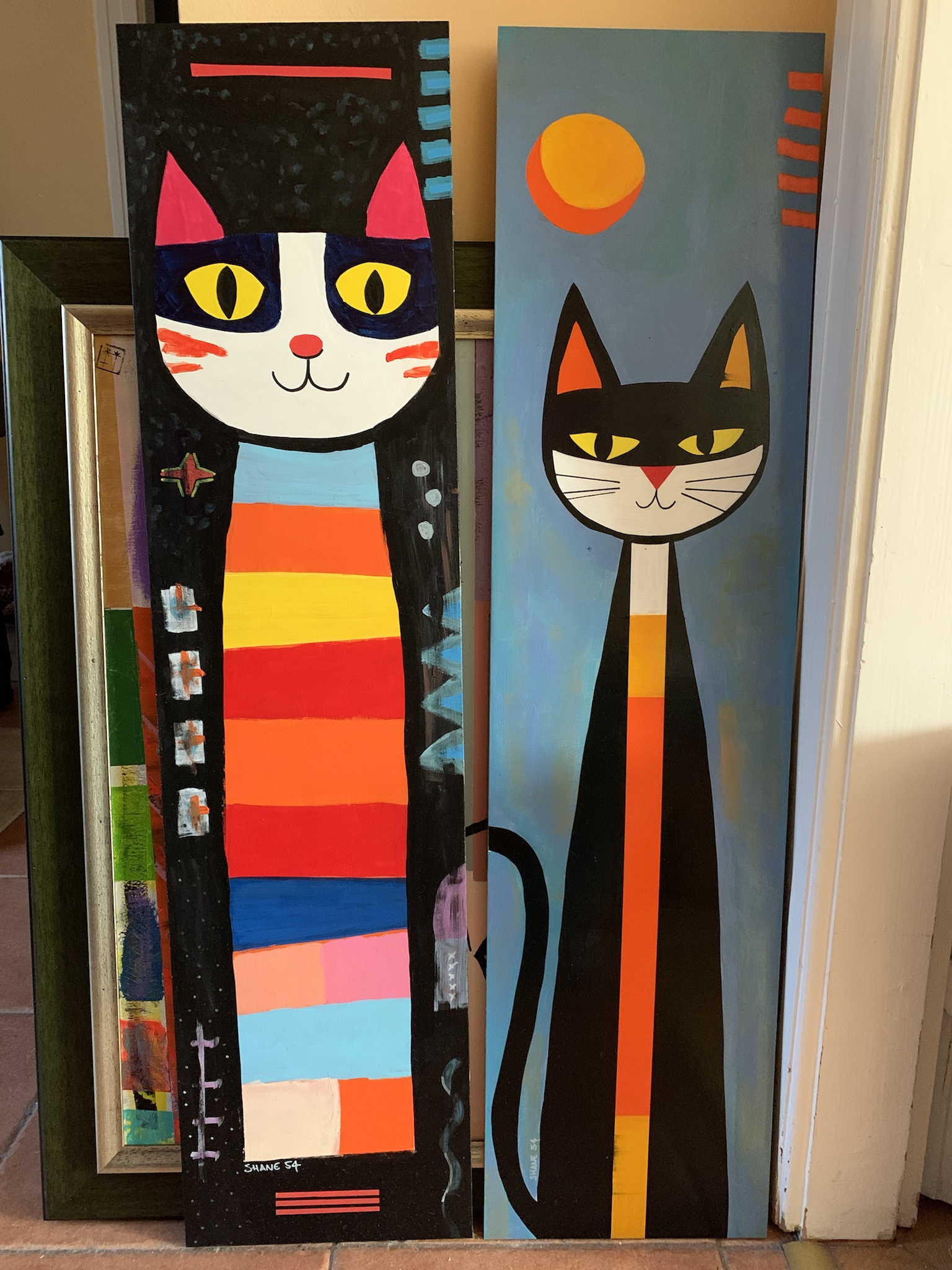 Cat Art: Just Two Felines Chilling Together
