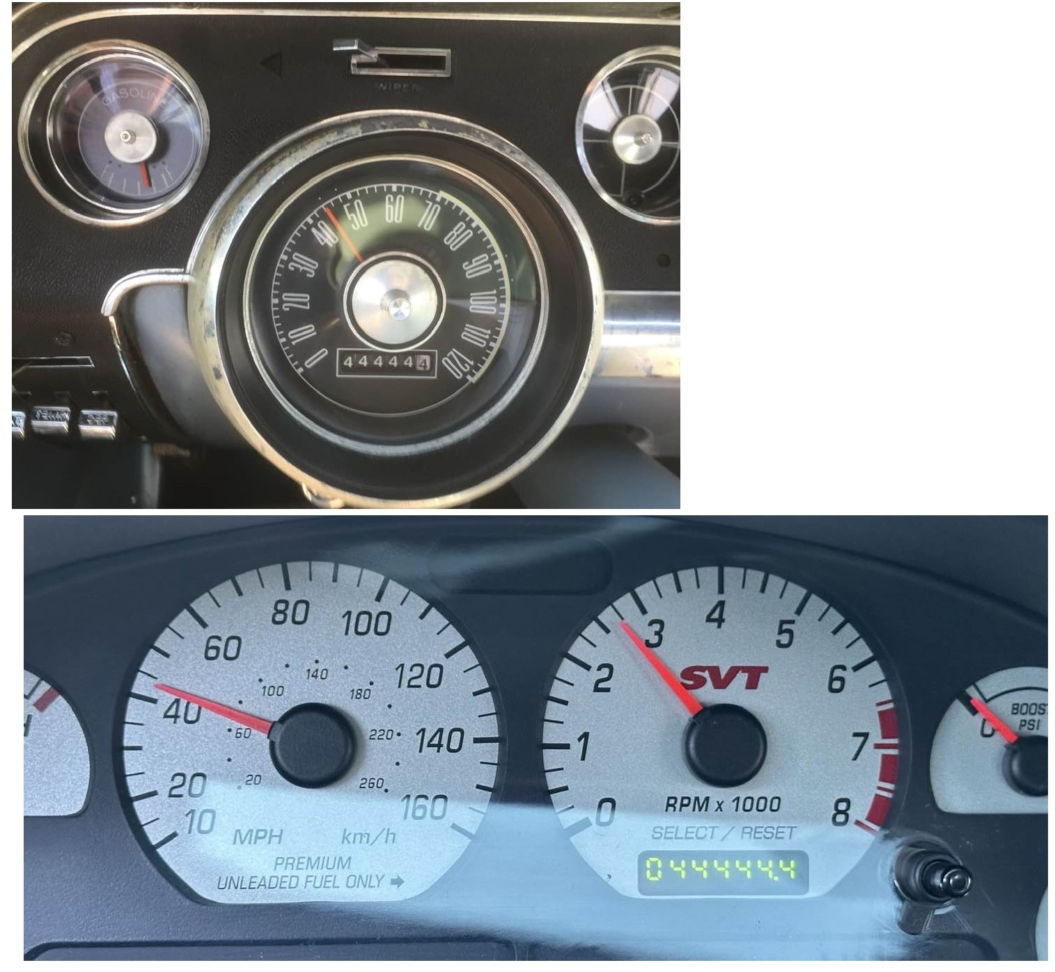 My Classic 67 Mustang Convertible and 04 Mustang Cobra at 44.4 mph: Pure Luck!