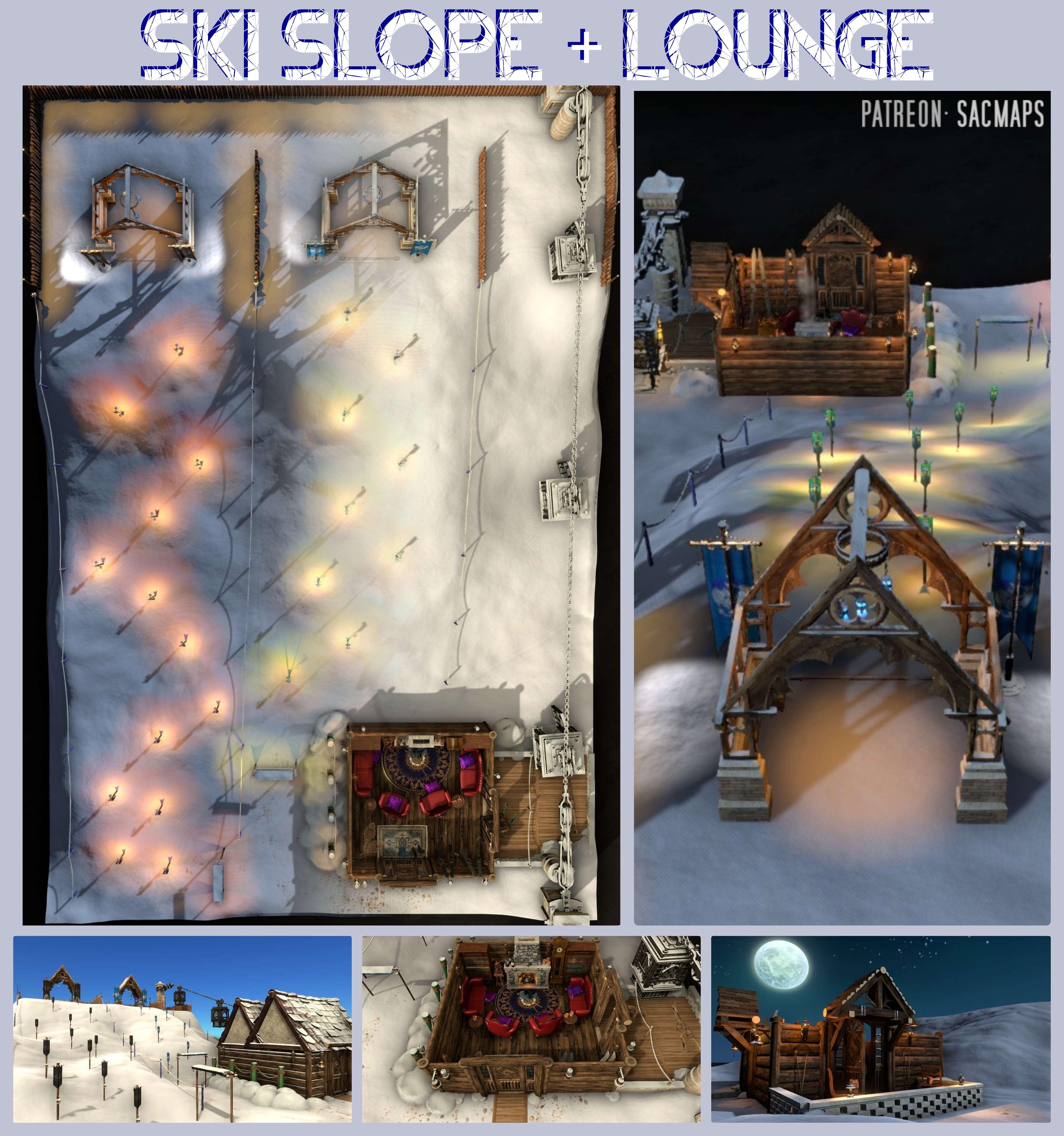 Discover the Ski Slope & Lounge: Free DnD/TTRPG Maps Inside
