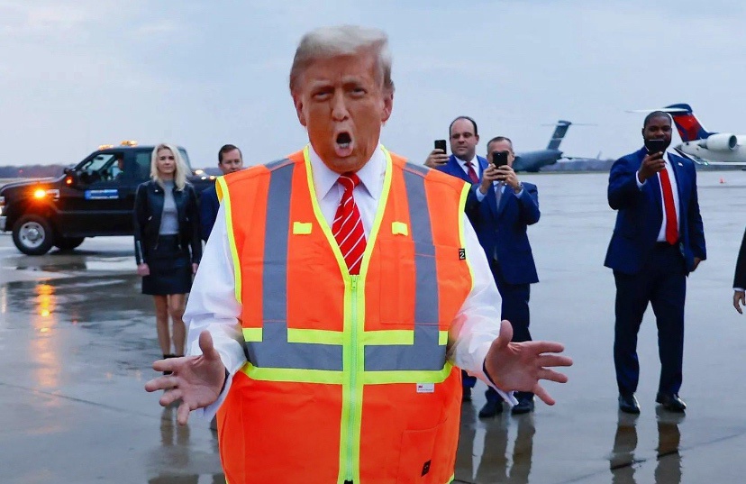Unfiltered Image of Trump Campaigning as a Garbage Man