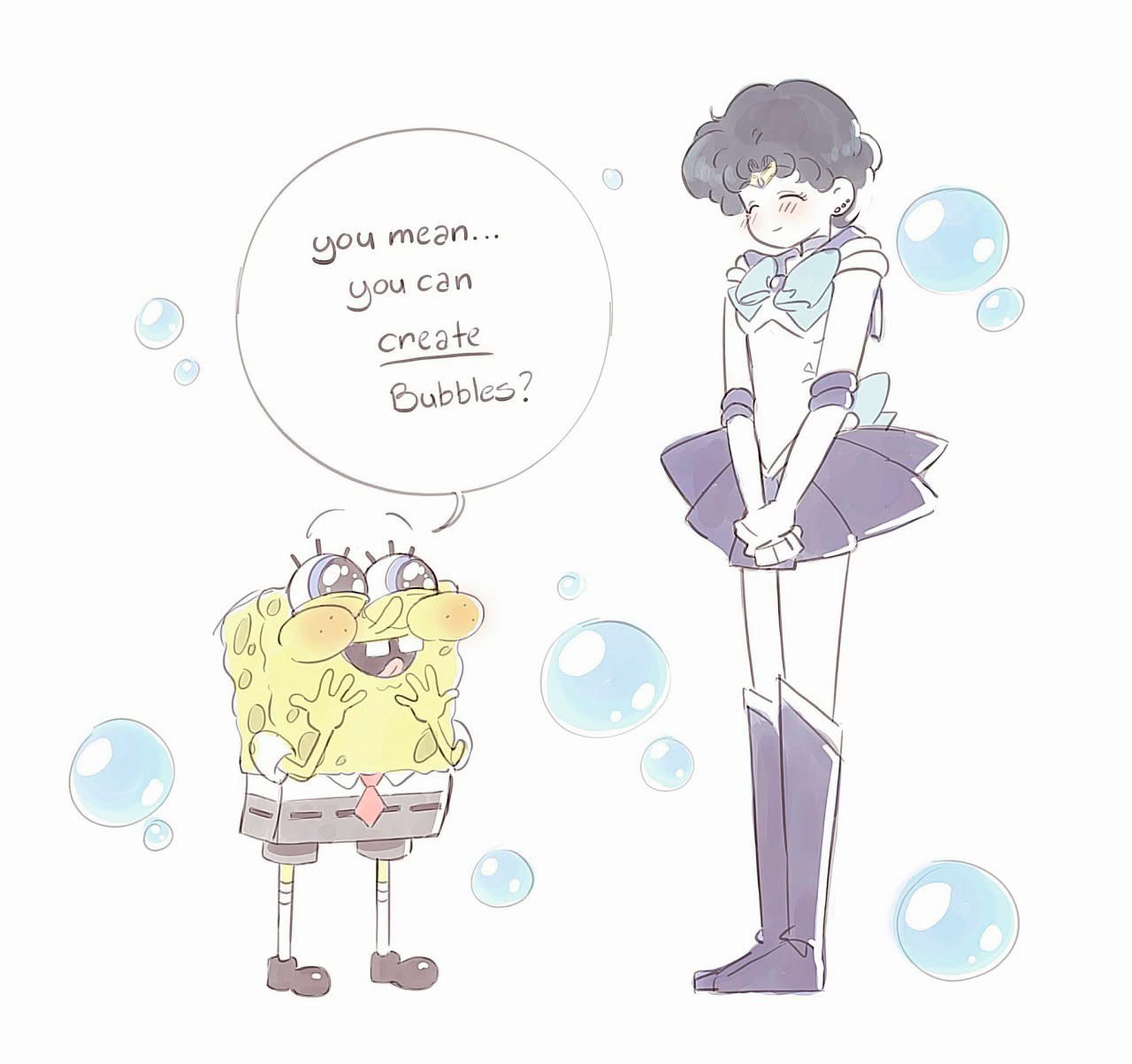 SpongeBob Meets Sailor Mercury: An Epic Crossover