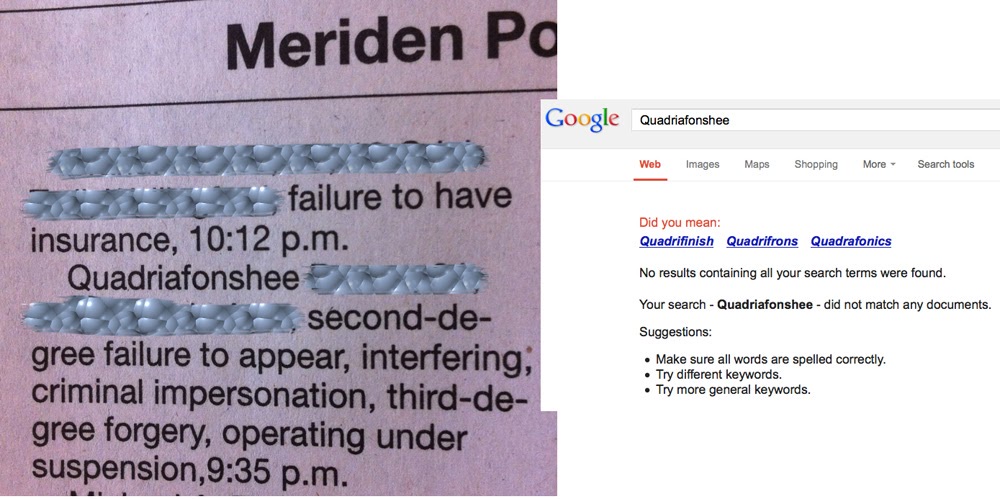 Why would a mom choose the name 'Quadriafonshee'? I regret blocking out the last name.