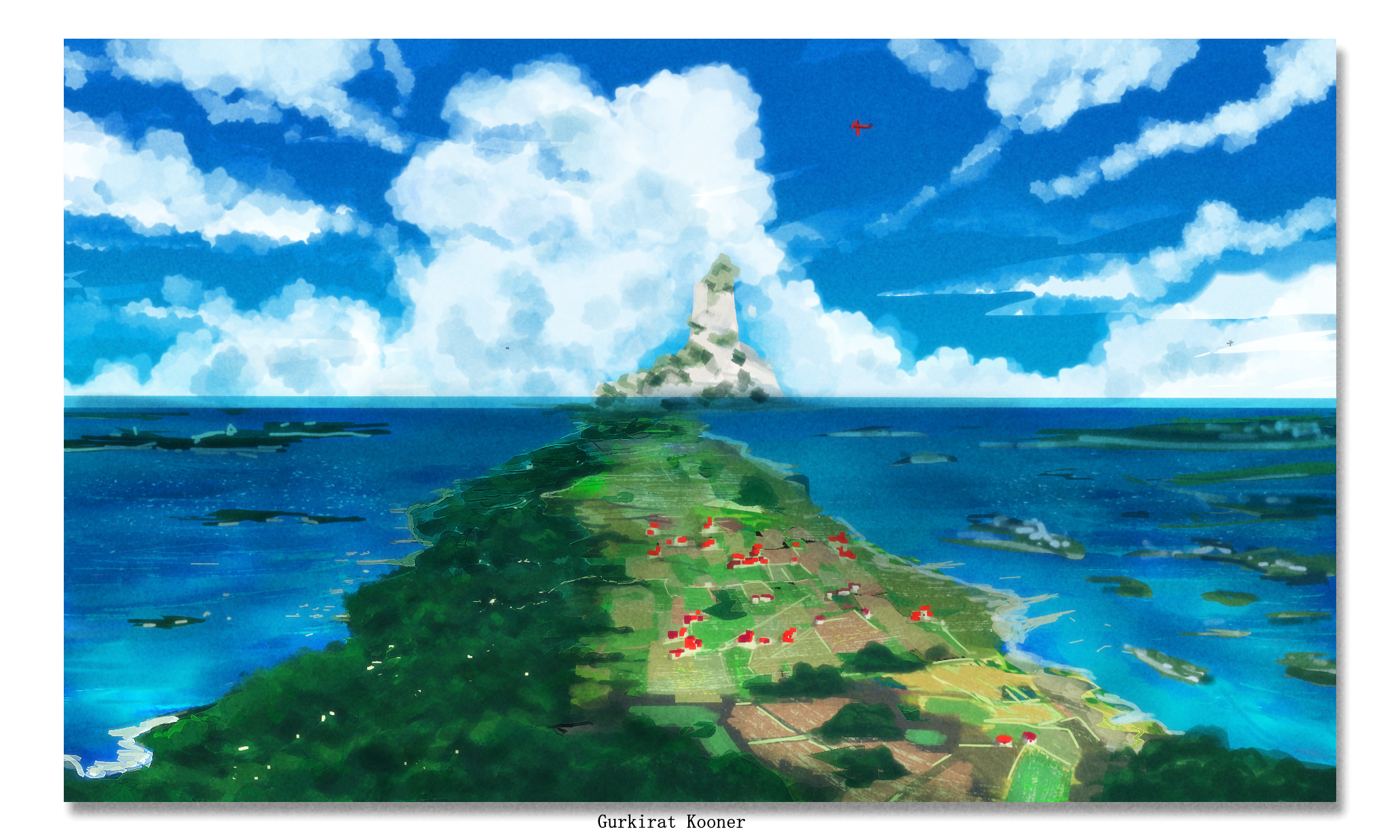 My Artistic Creation: Oceans, Islands, and Clouds in Krita