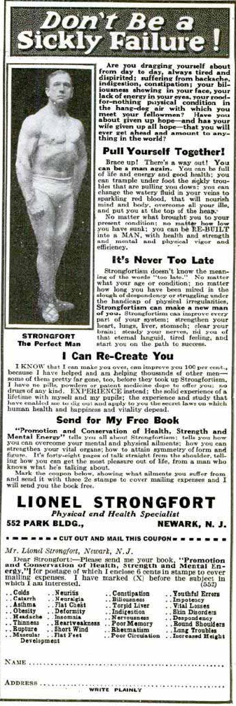 Throwback to 1918: The Original Lionel Strongfort Advertisement
