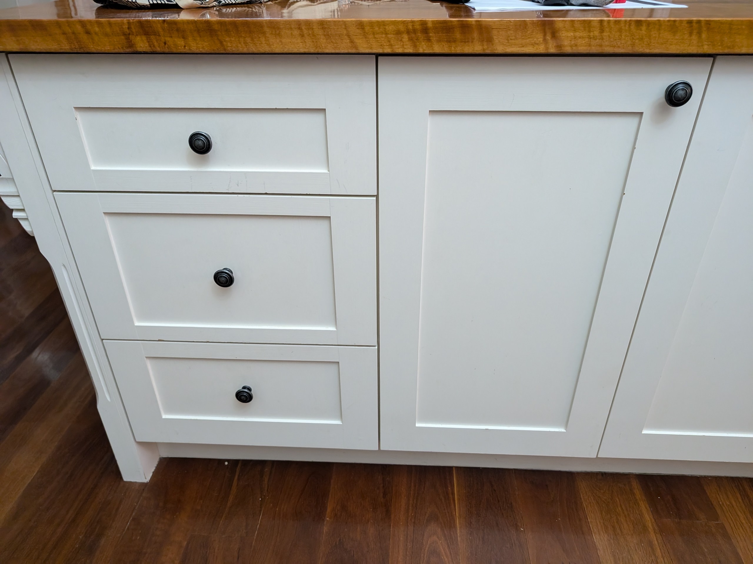 After 20 years, check out these hand-painted MDF cabinet doors!