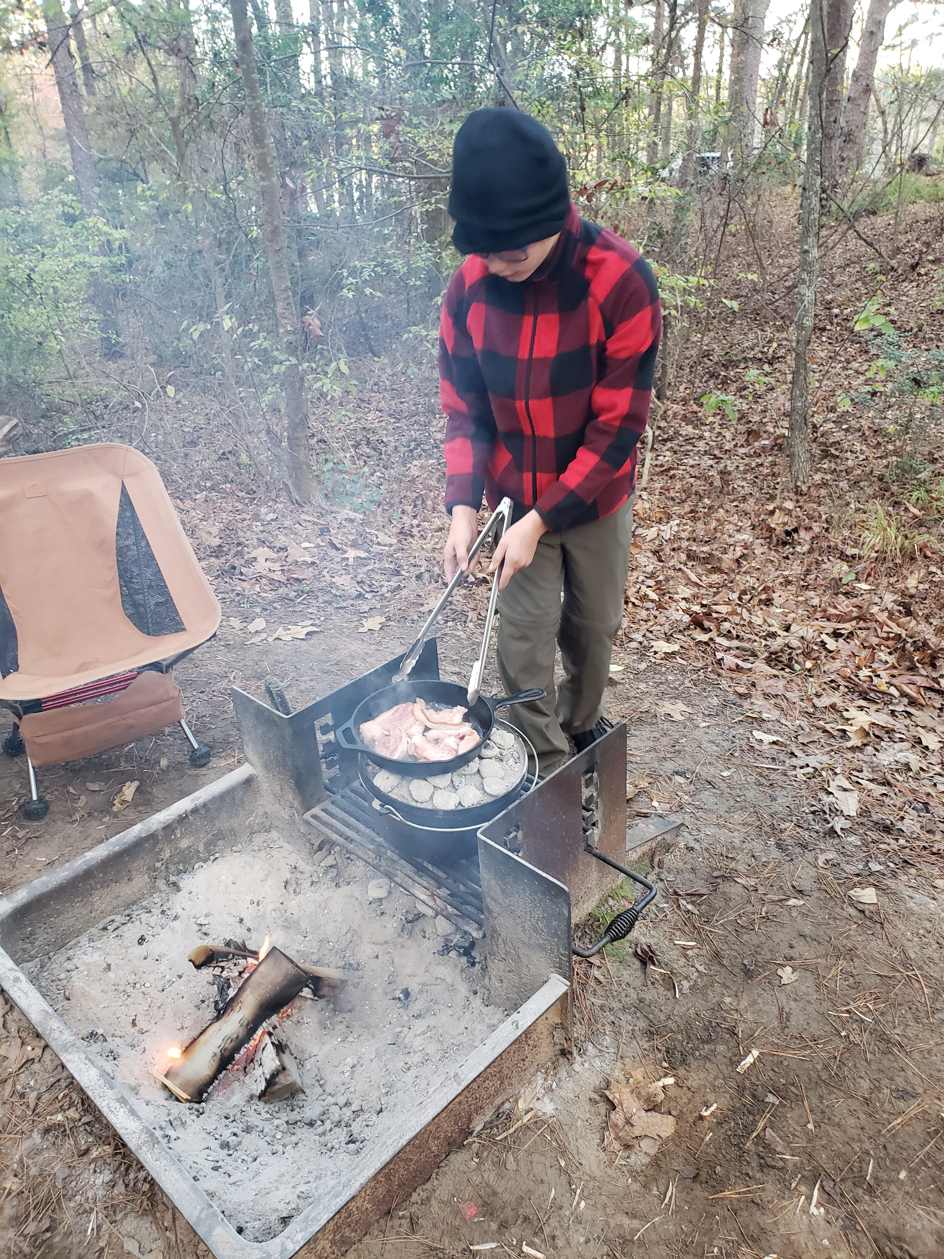 Delicious Breakfast Without a Stove: Bacon, Eggs, and Biscuits