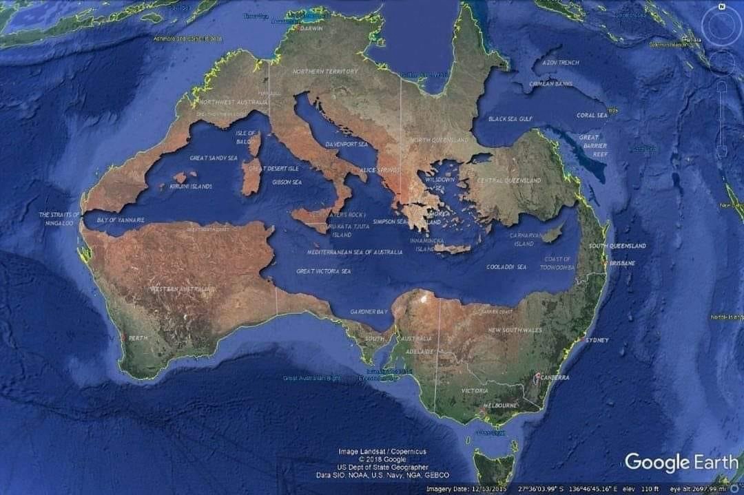 Imagine the Mediterranean Sea Cradled by Australia