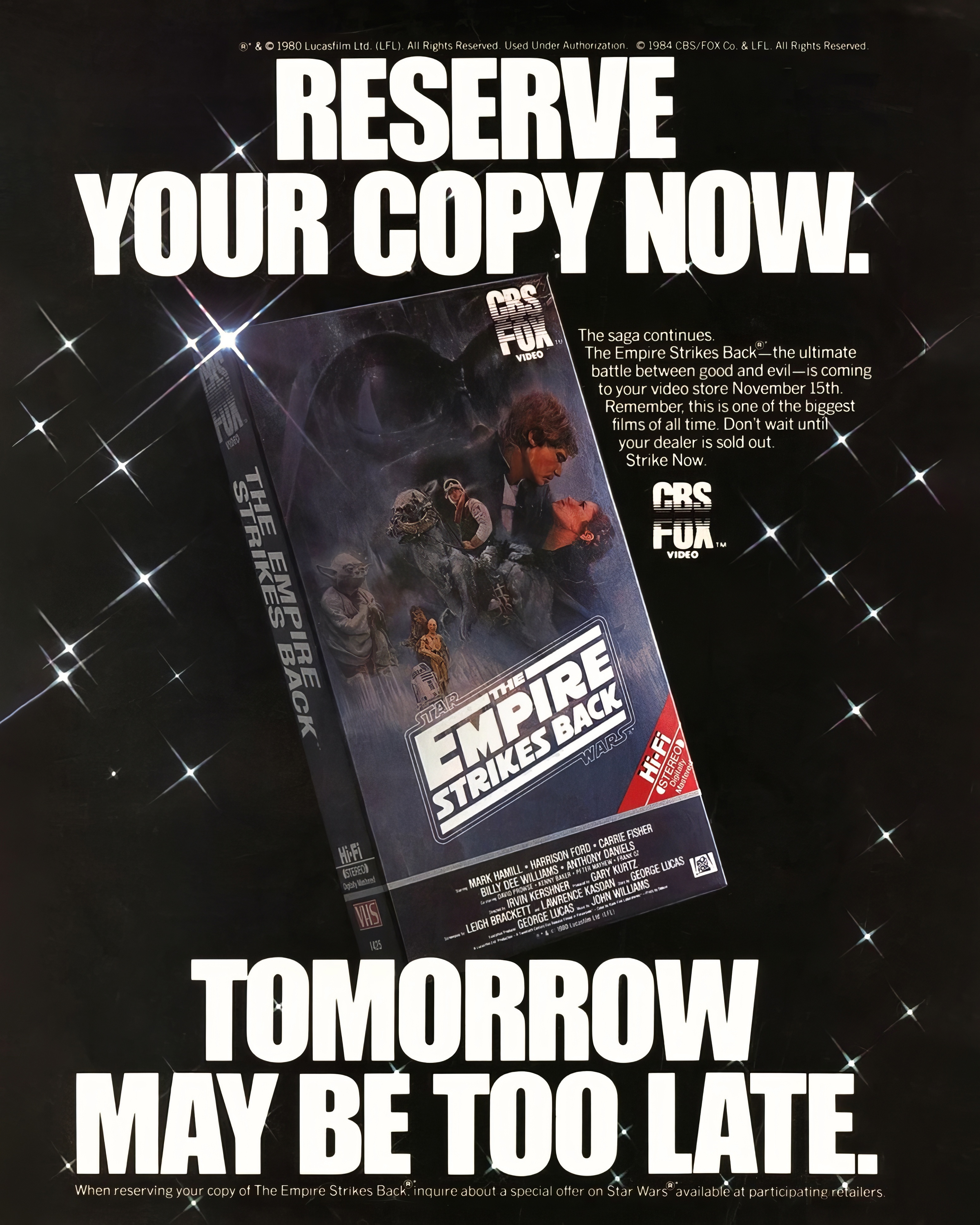 Throwback to The Empire Strikes Back Home Video Ad from 1980