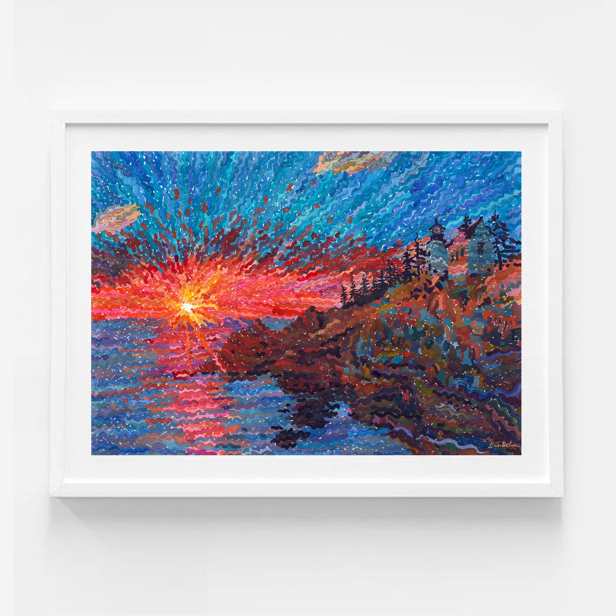 Watercolor of Acadia National Park, 15 x 22 inches, created in 2024