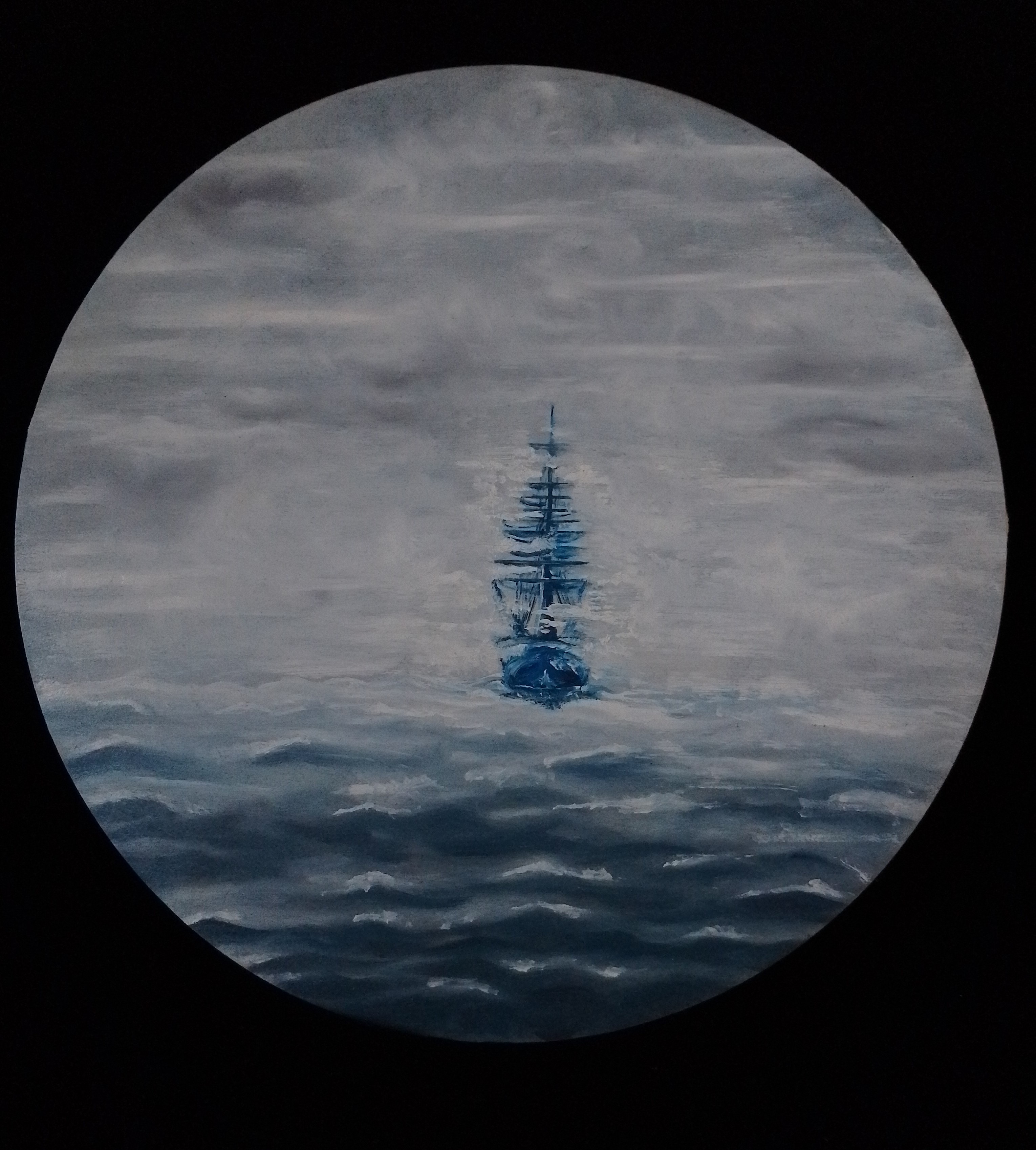 Creating a ship painting for the upcoming art crawl