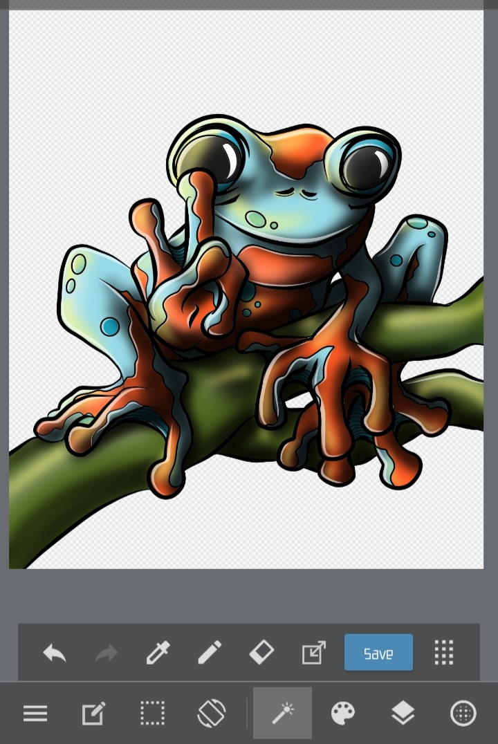 In progress: Crafting a vibrant Tree Frog masterpiece