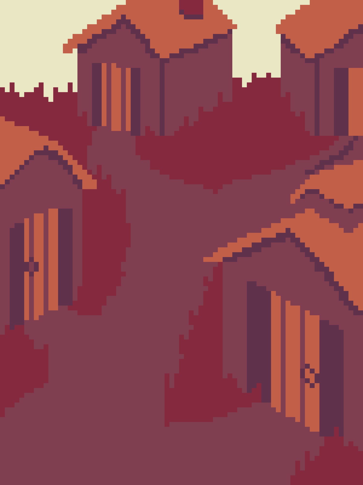 A Tranquil Pixelated Village Scene