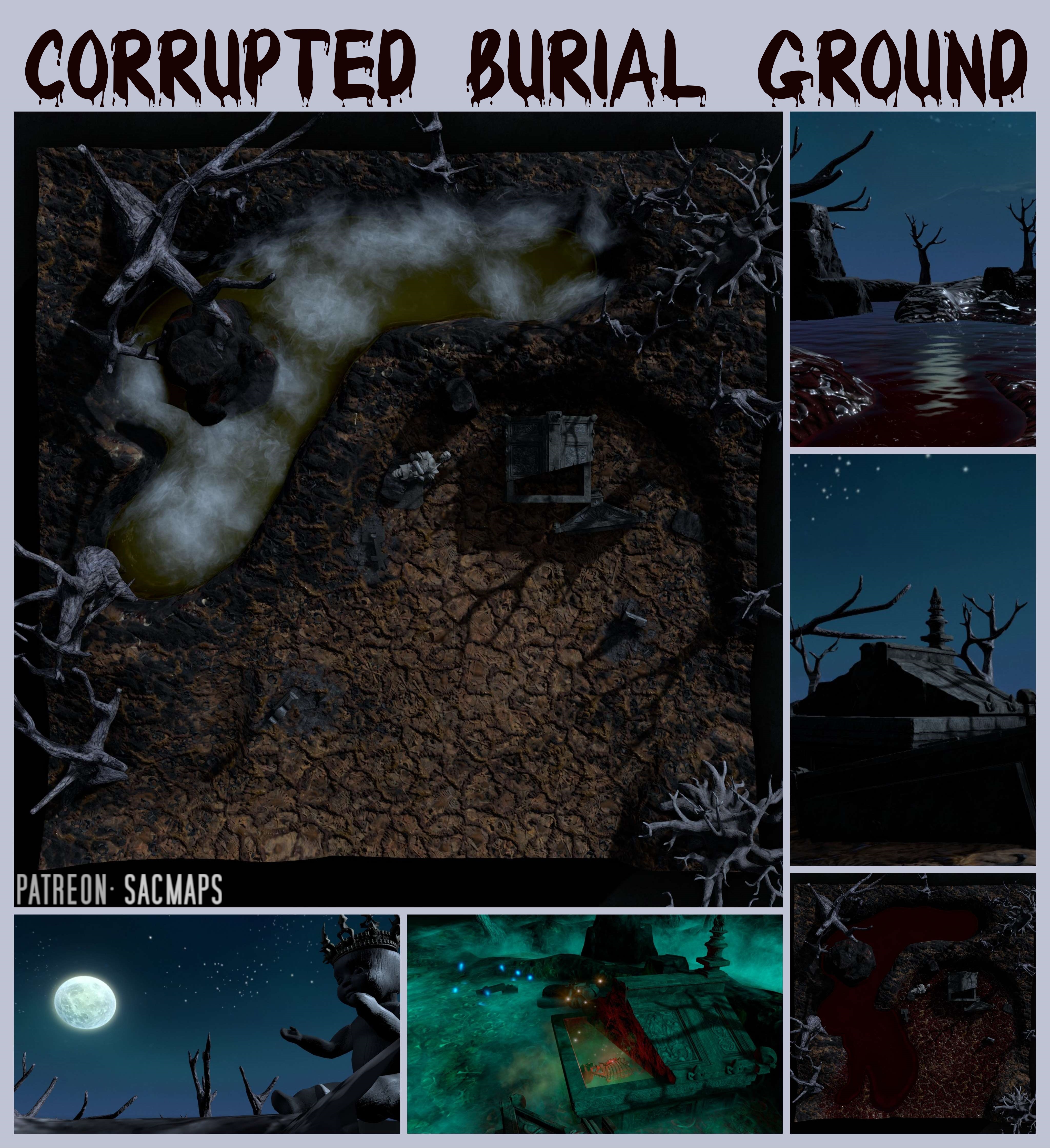 Corrupted Burial Ground - Free DnD / TTRPG Maps for Adventurers