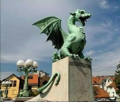 Meet one of the majestic Four Dragons that grace the Dragon Bridge in Ljubljana, Slovenia.