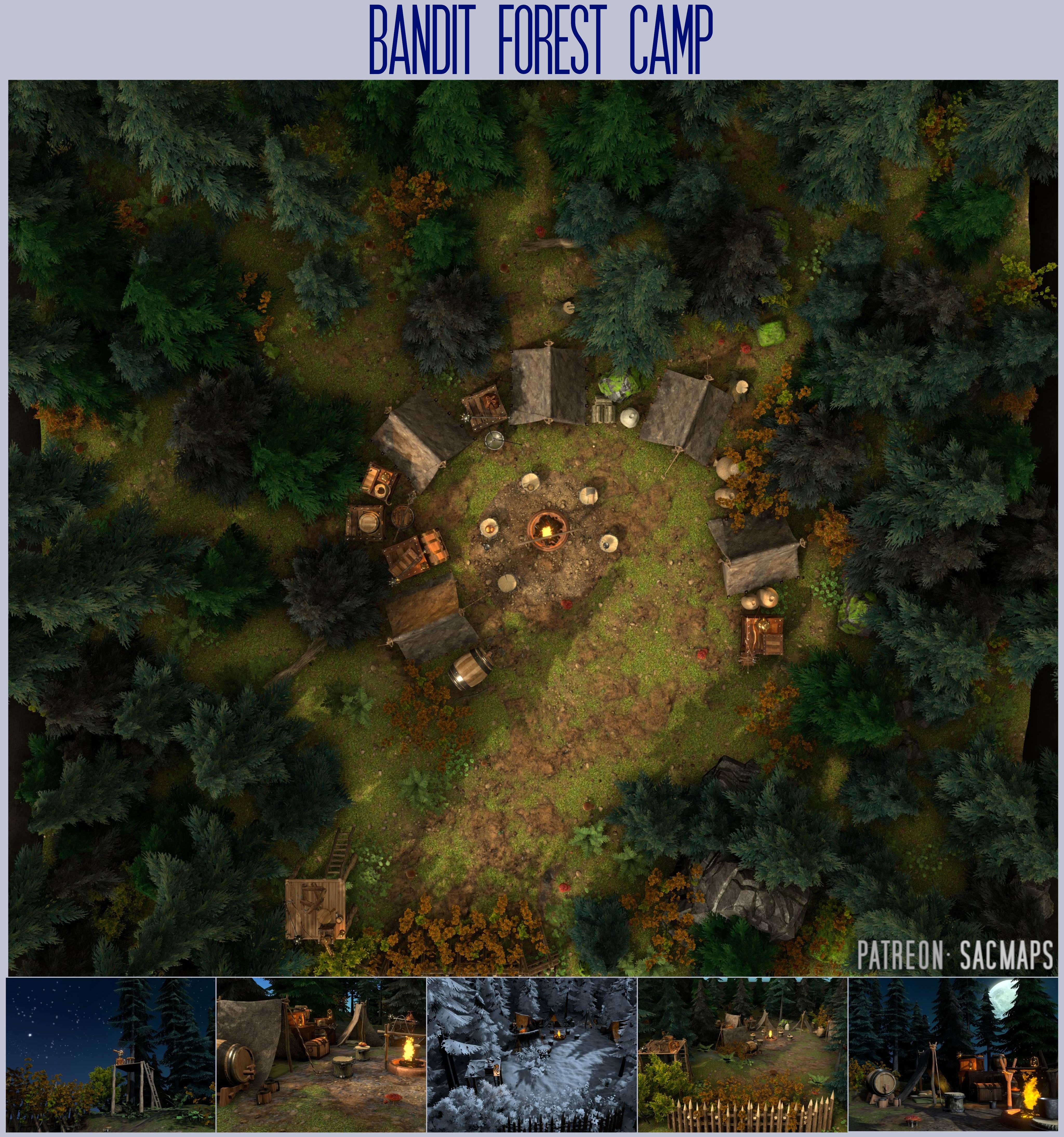 Explore Bandit Forest Camp: Free DnD and TTRPG Maps!