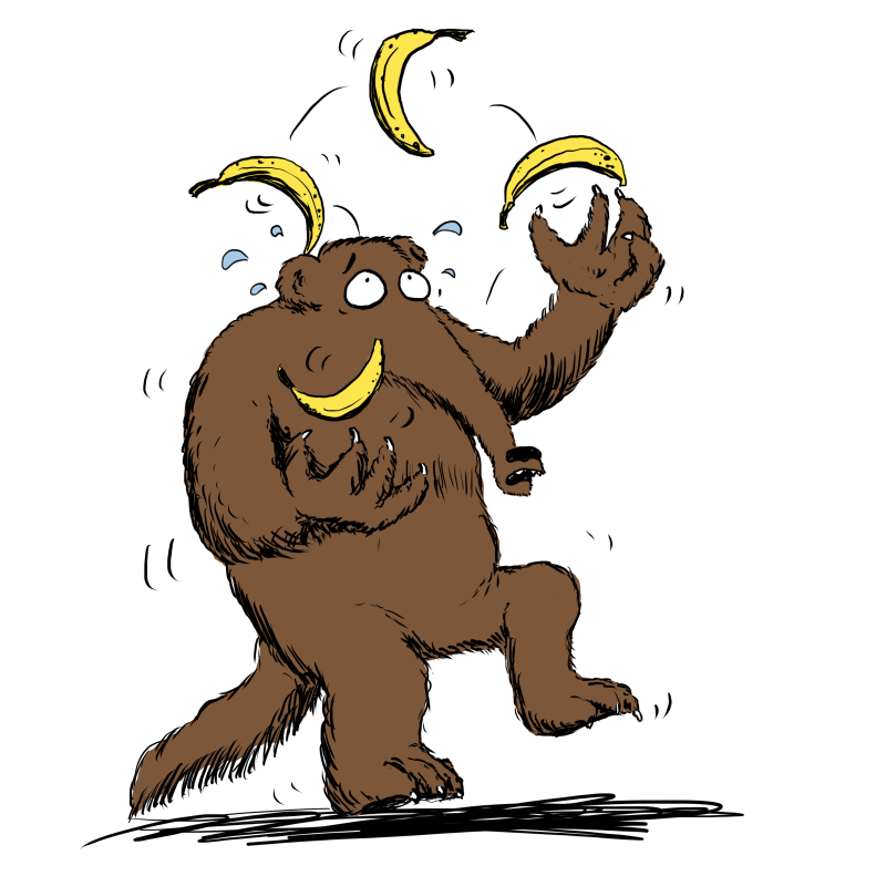 Imagine a grizzly bear and an anteater juggling bananas - pure chaos!