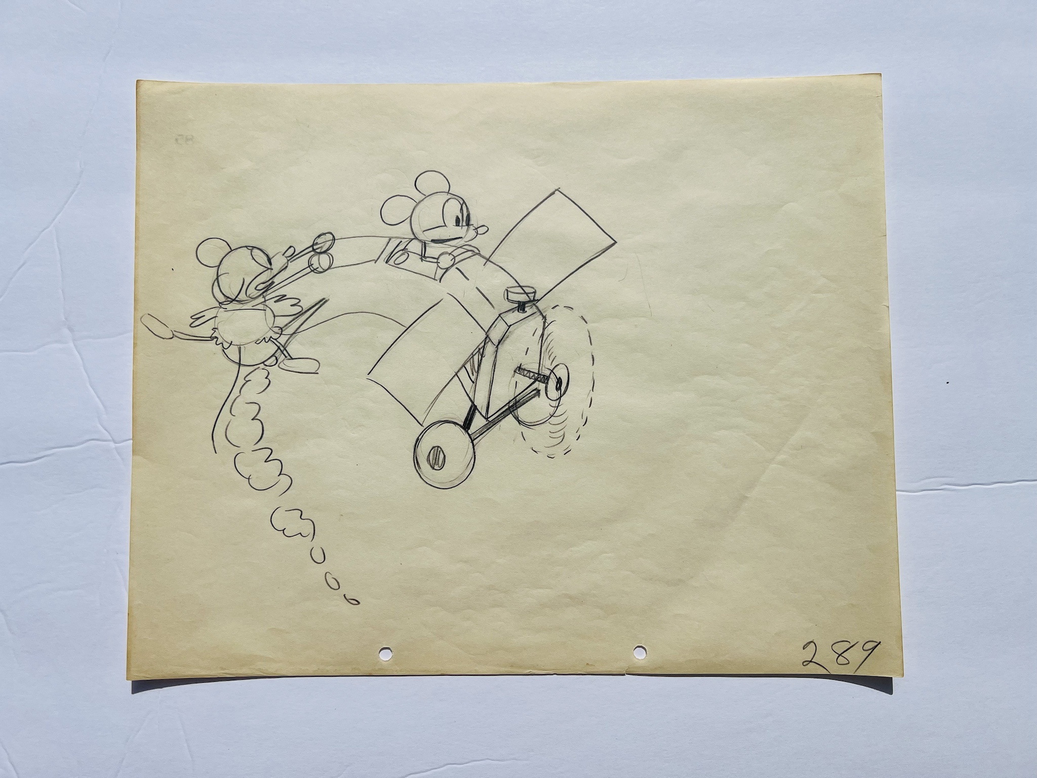 A rare treasure: 5 original hand-drawn animation pieces from Mickey Mouse's first two shorts, Steamboat Willie and Plane Crazy, created by the legendary Ub Iwerks in 1928!