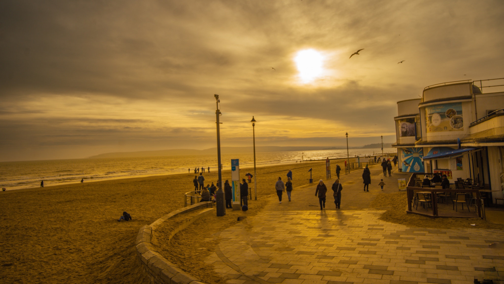 A breathtaking winter sunset by the beach.